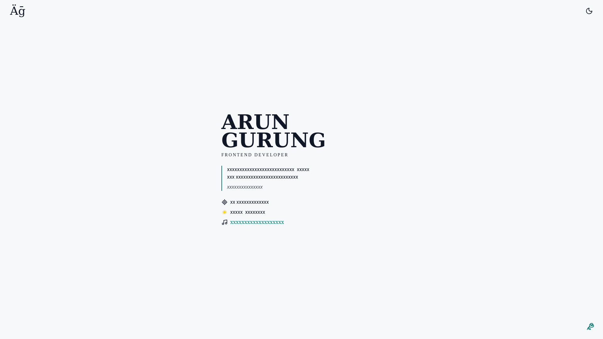 website screenshot of https://arungurung.dev/