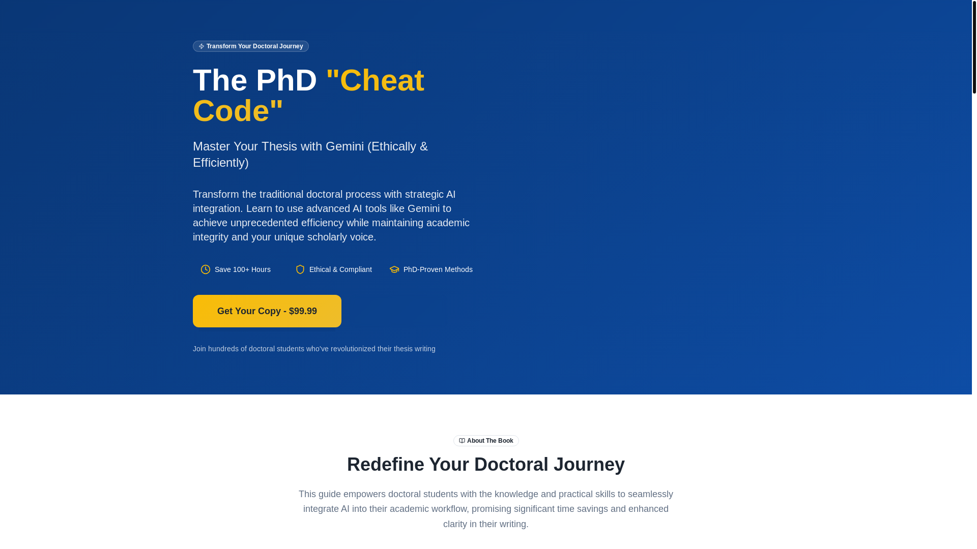 website screenshot of https://phdcheatcode.online/