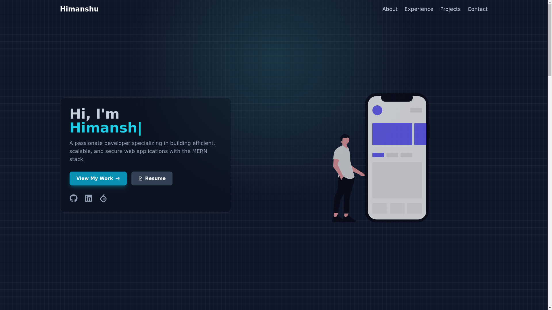 website screenshot of https://himanshucodes.me/