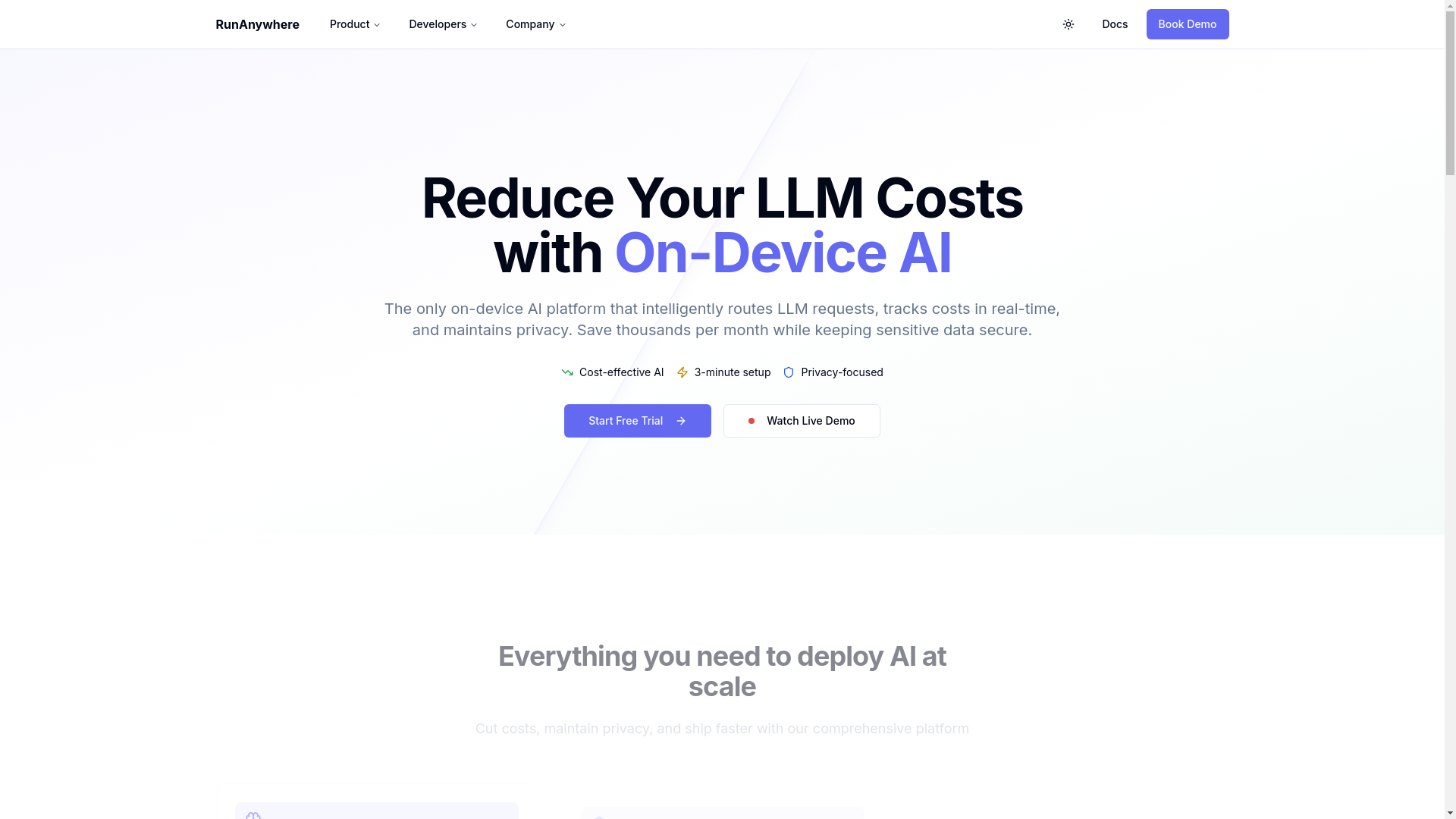 website screenshot of https://runanywhere.ai/