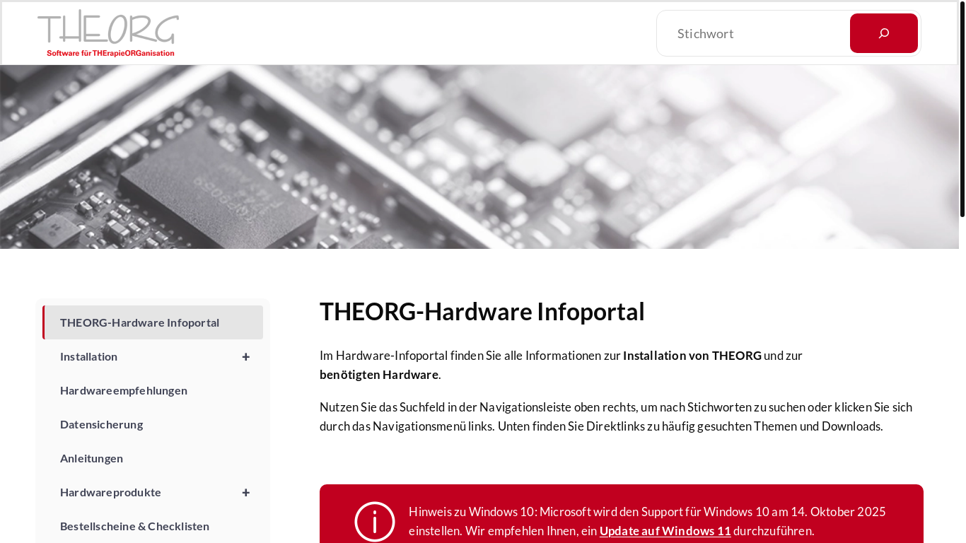 website screenshot of https://hardware.theorg.de/