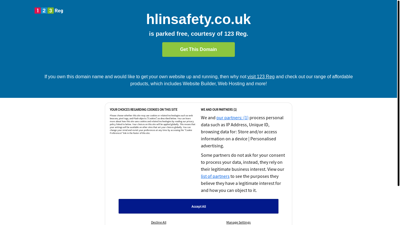 website screenshot of https://hlinsafety.co.uk/
