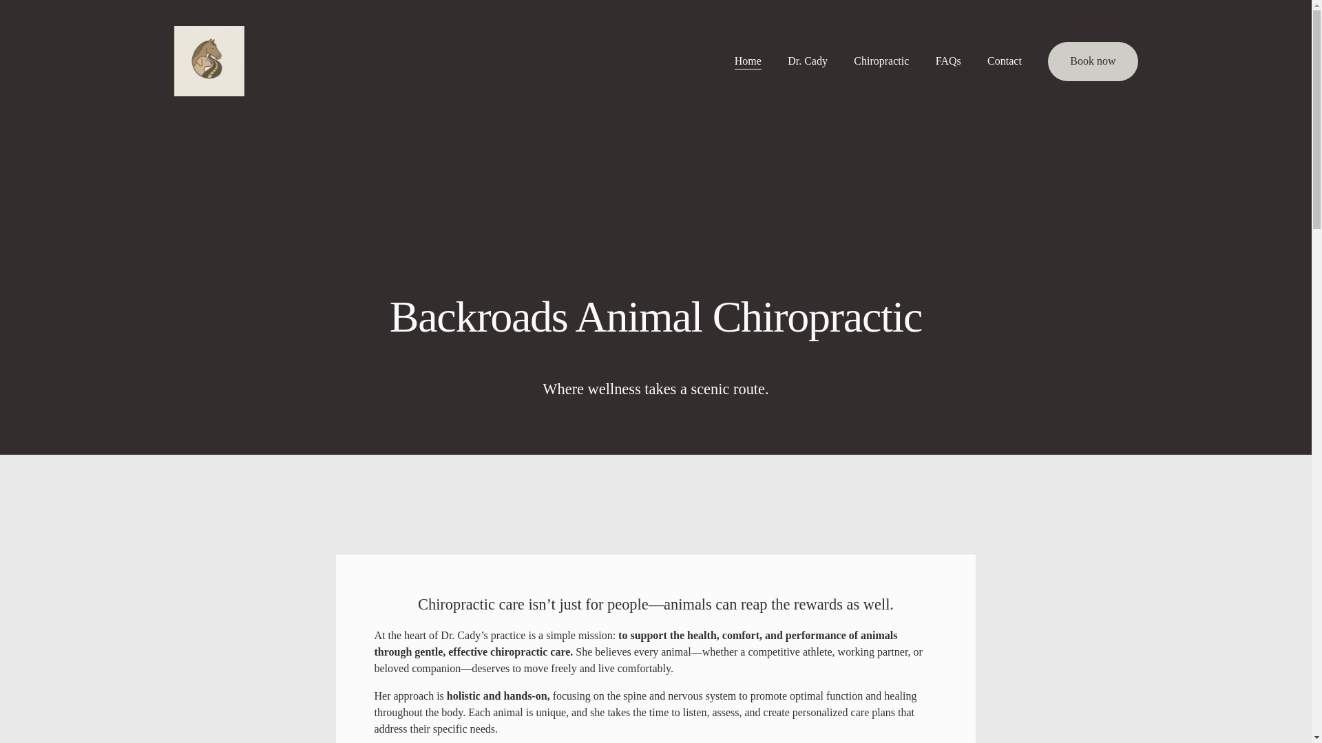 website screenshot of https://backroadsanimalchiropractic.com/