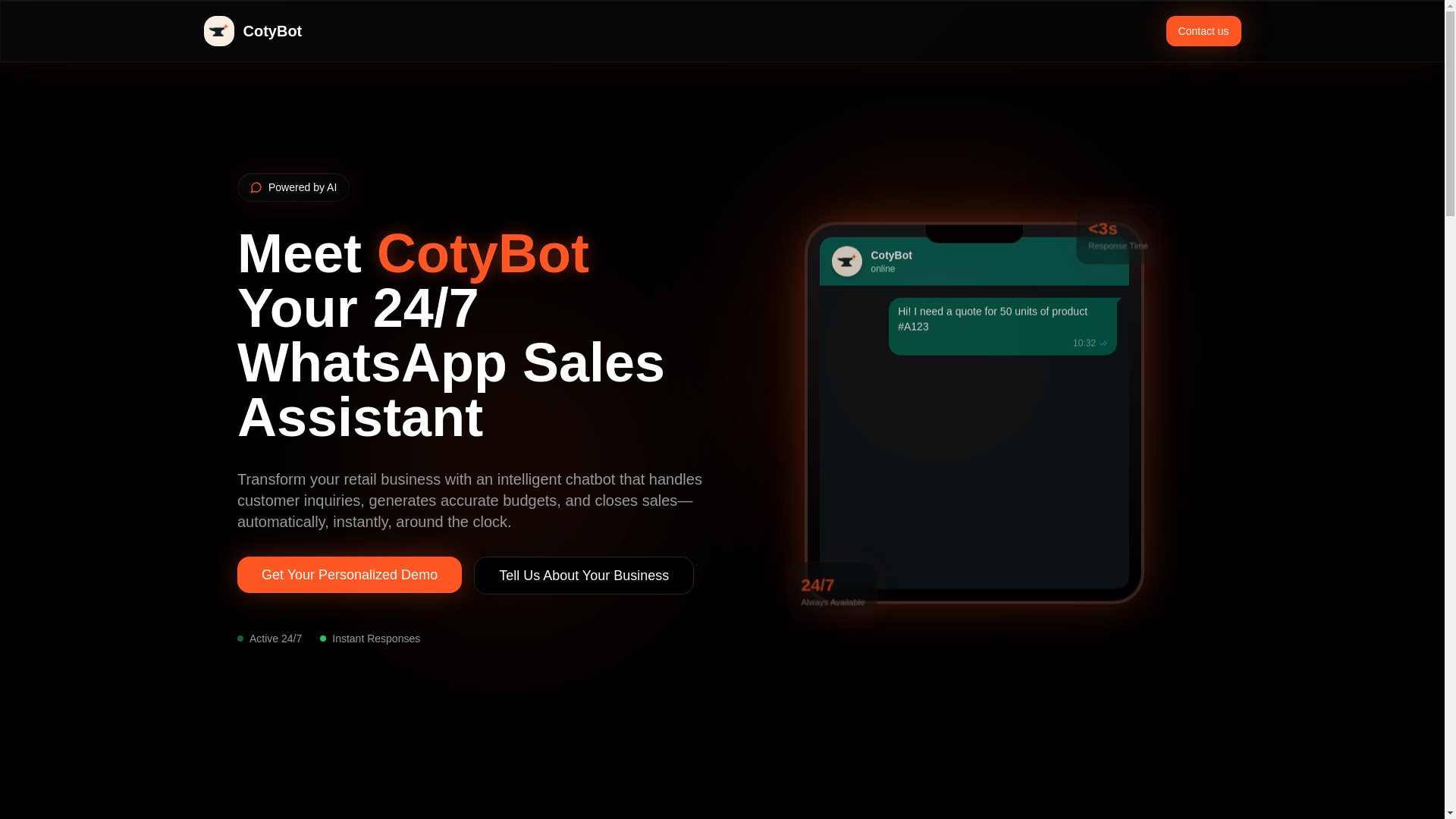 website screenshot of https://cotybot.pages.dev/