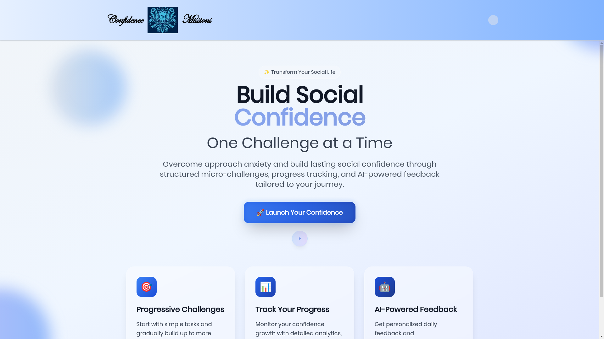 website screenshot of https://confidencemissions.ai/