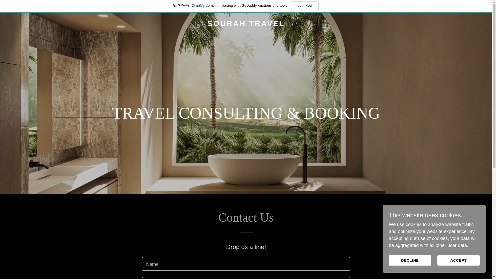 website screenshot of https://sourahtravel.com/