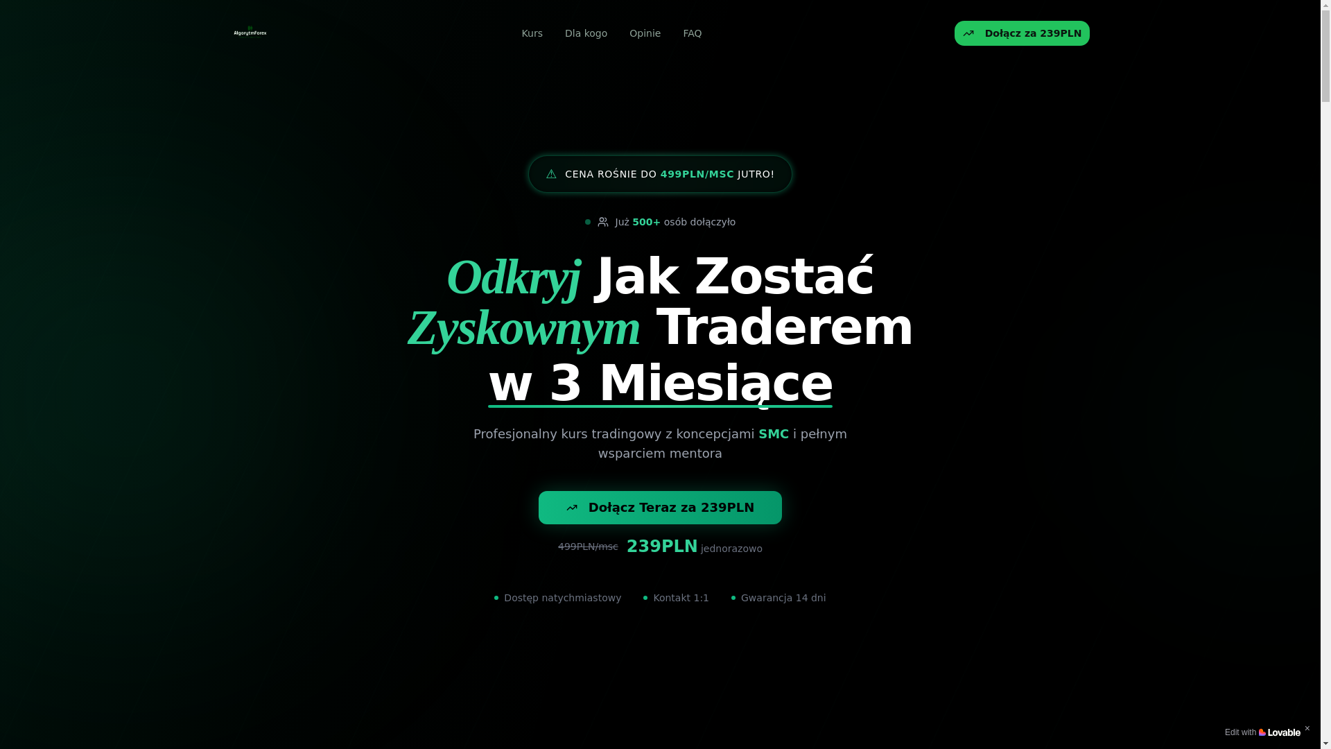 website screenshot of https://algorytmforex.com/