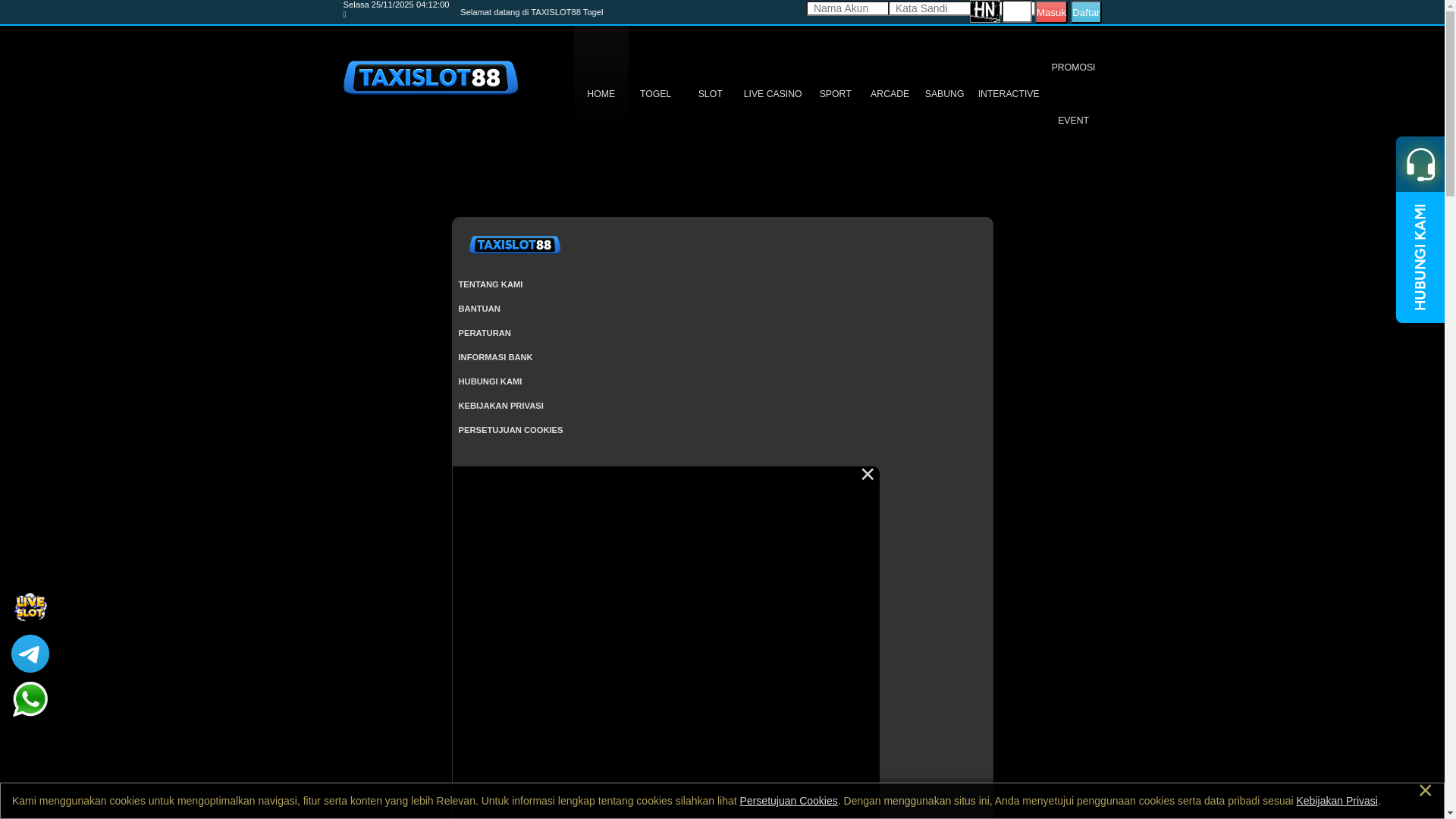 website screenshot of https://taxislot88bk.com/