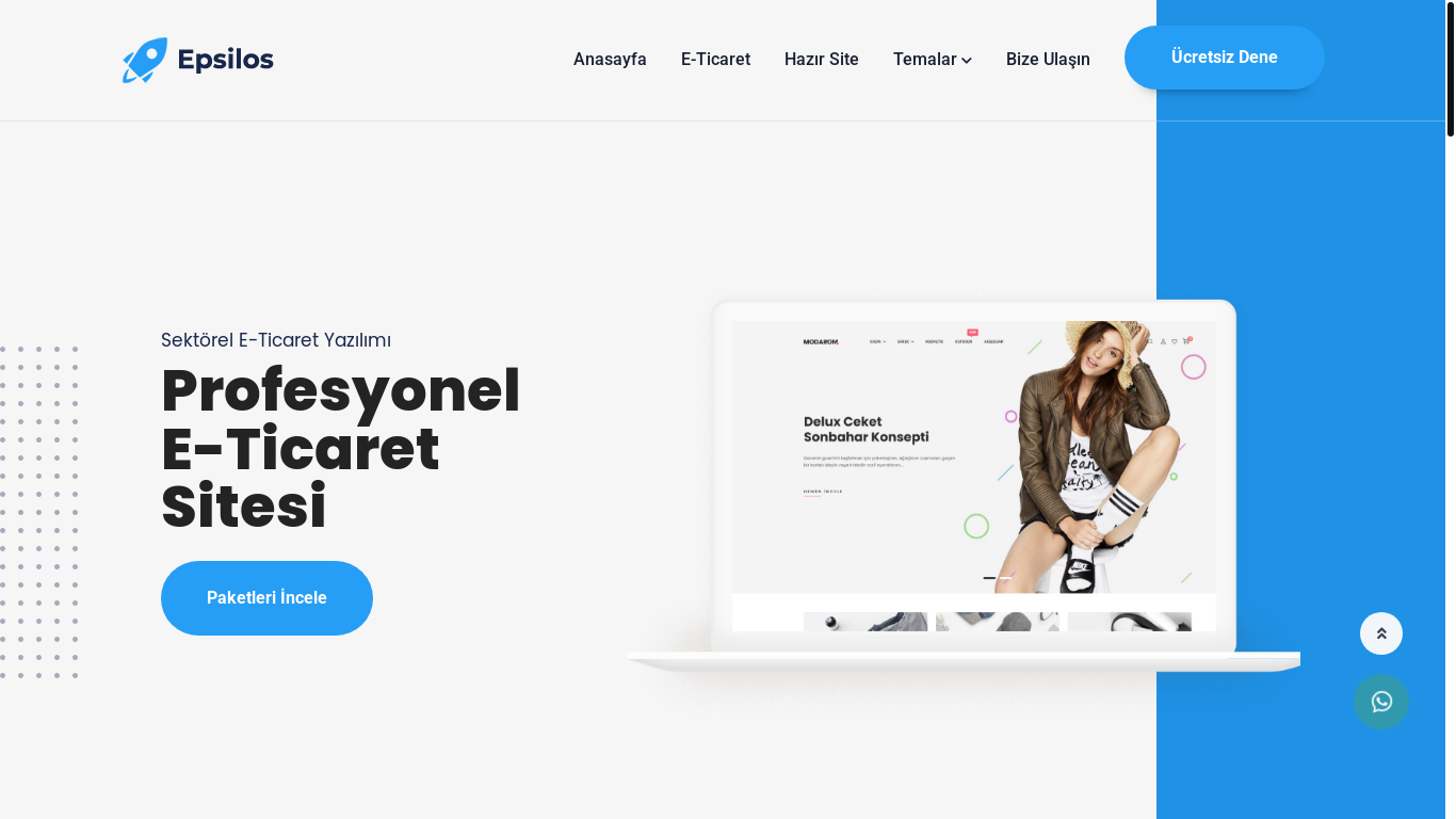 website screenshot of https://epsilos.com.tr