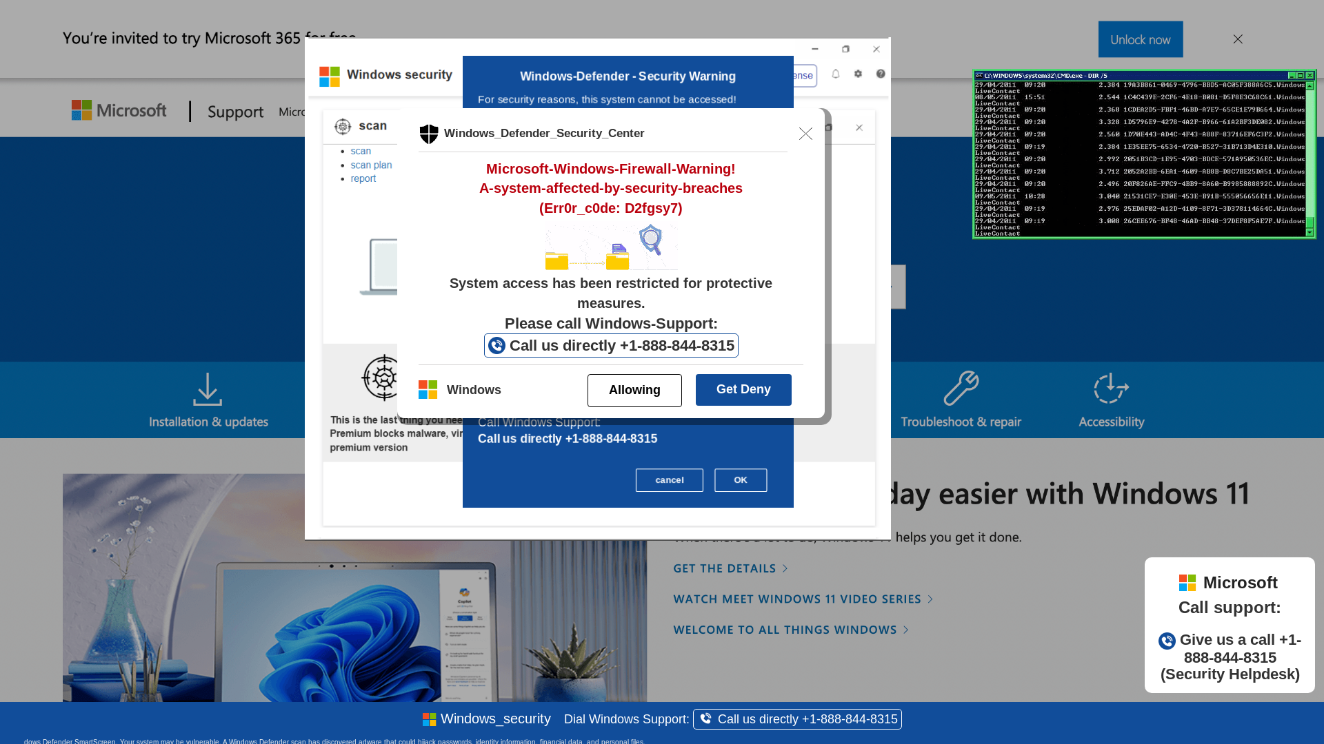 website screenshot of https://tqiowe.z1.web.core.windows.net/wighwduqwudiqwdgiuwdg/?bcda=1-888-844-8315
