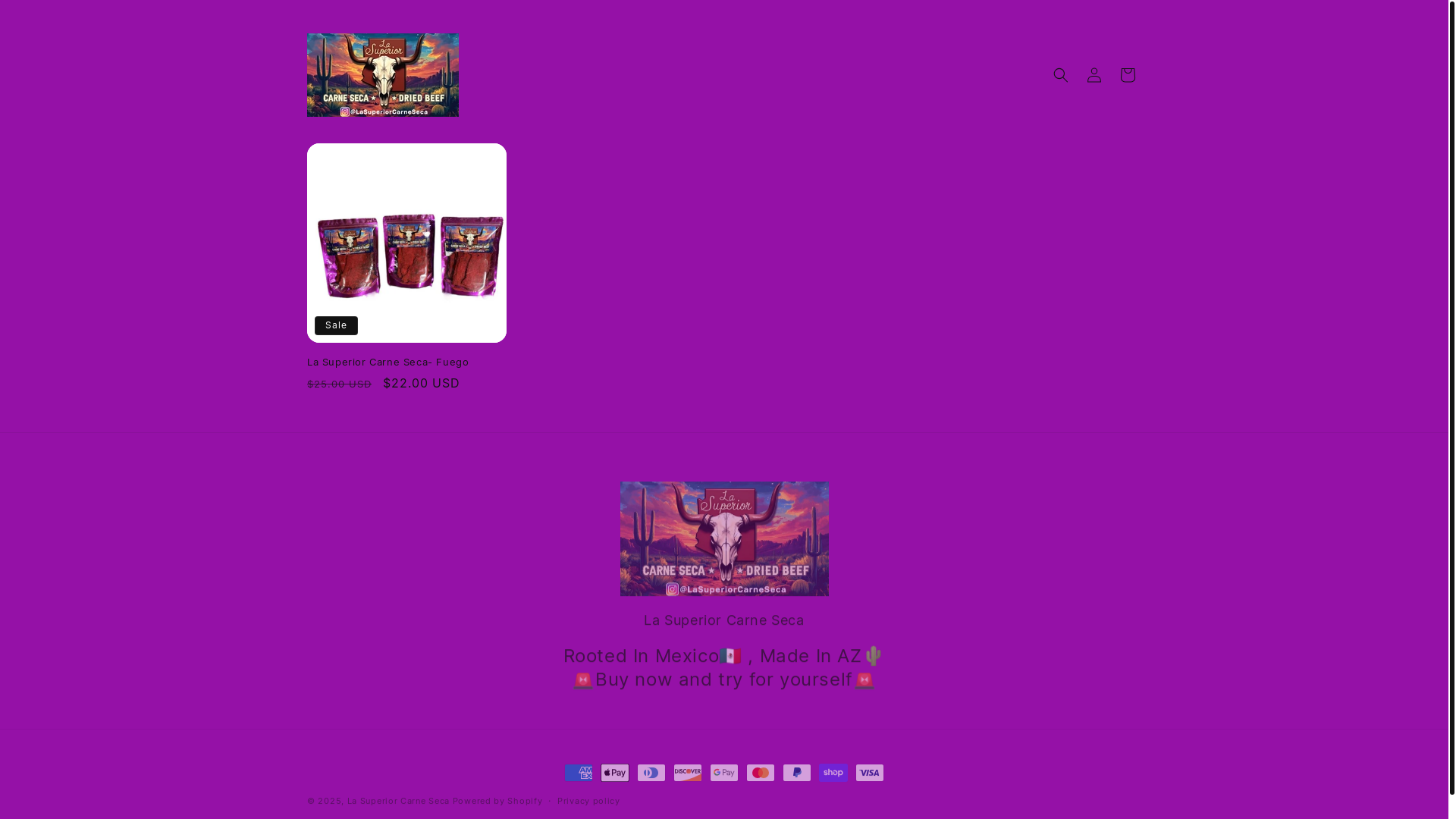 website screenshot of https://lasuperiorcarneseca.com/