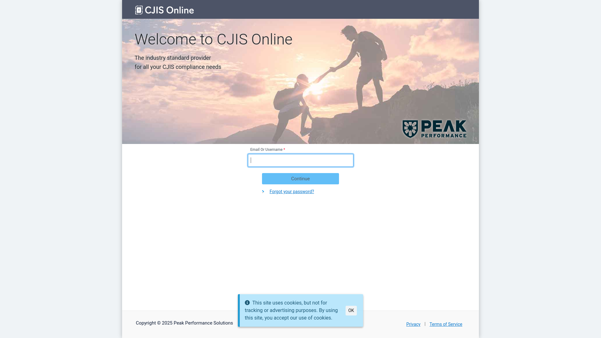 website screenshot of https://www.cjisonline.com/