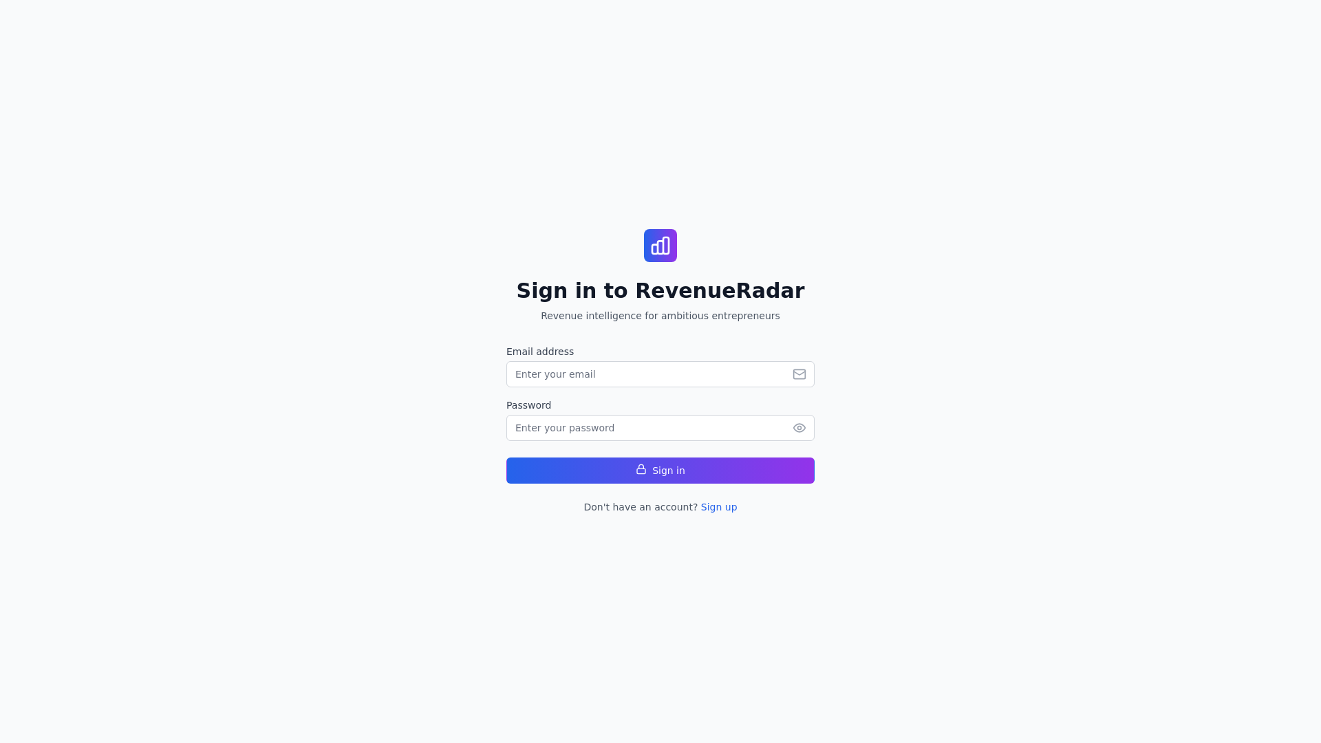 website screenshot of https://revenueradar.io/