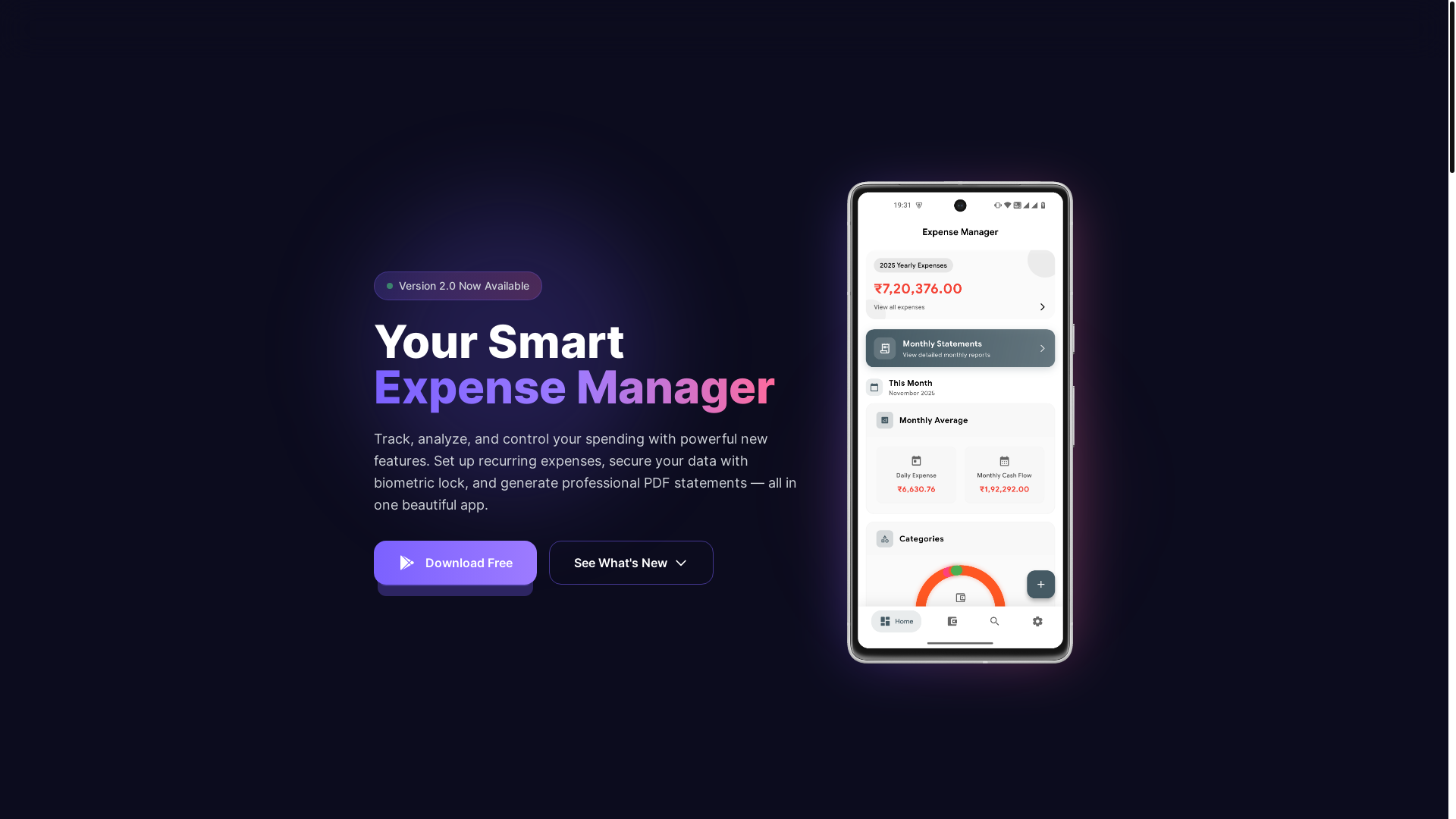 website screenshot of https://expensemanager.pro/