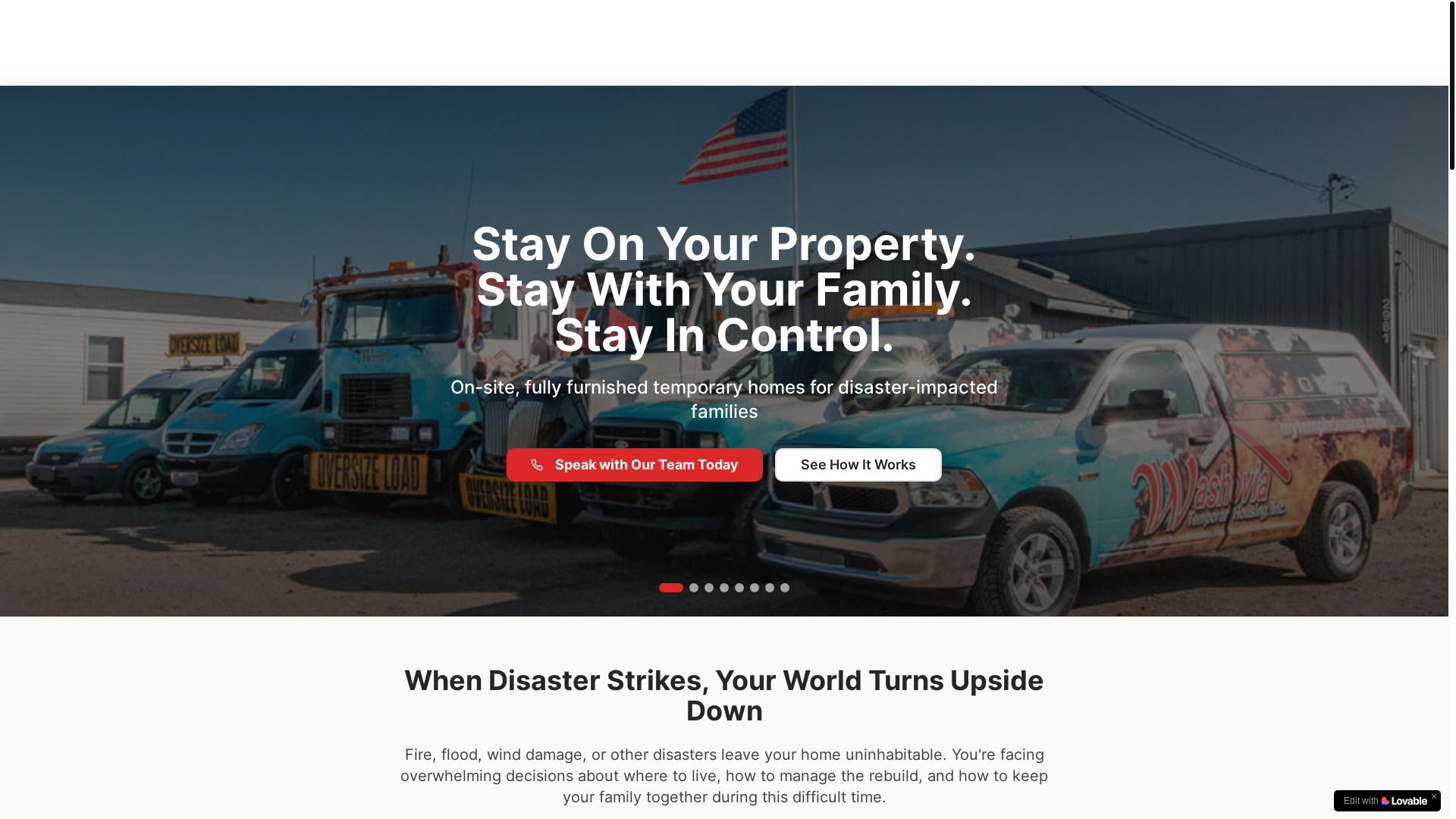 website screenshot of https://emergencytemphousing.com/