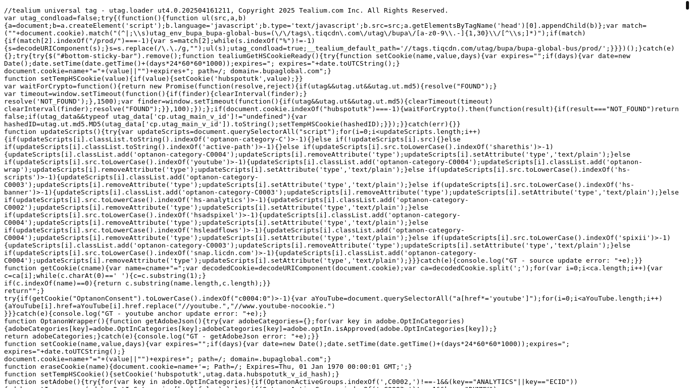 website screenshot of https://tags.tiqcdn.com/utag/bupa/bupa-global-bus/prod/utag.js