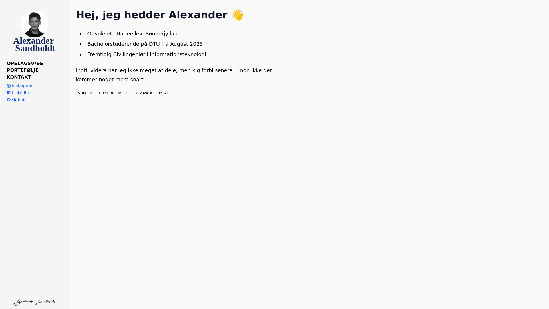 website screenshot of https://alexandersandholdt.pages.dev/
