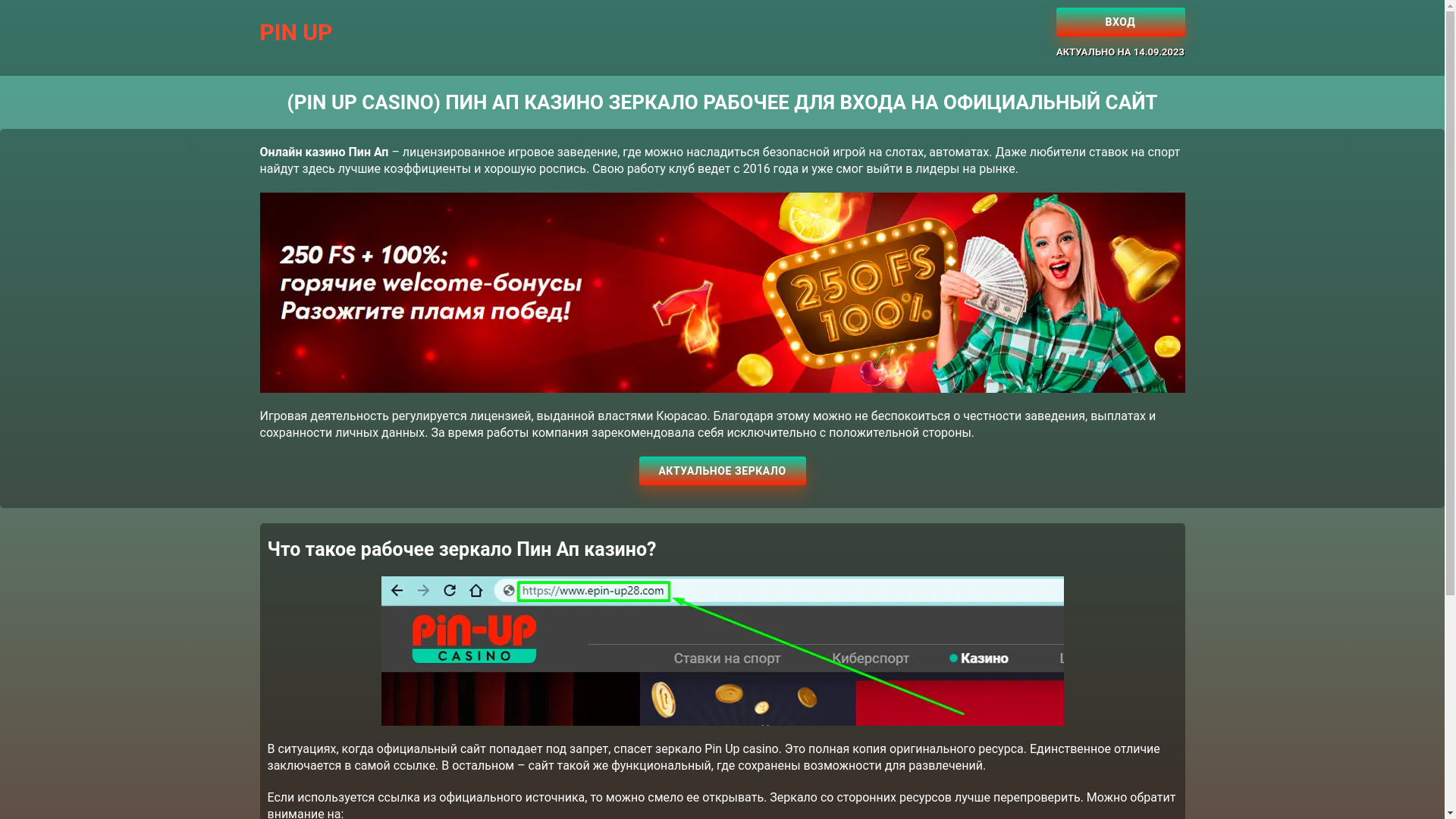 website screenshot of https://pinup-websites.top/