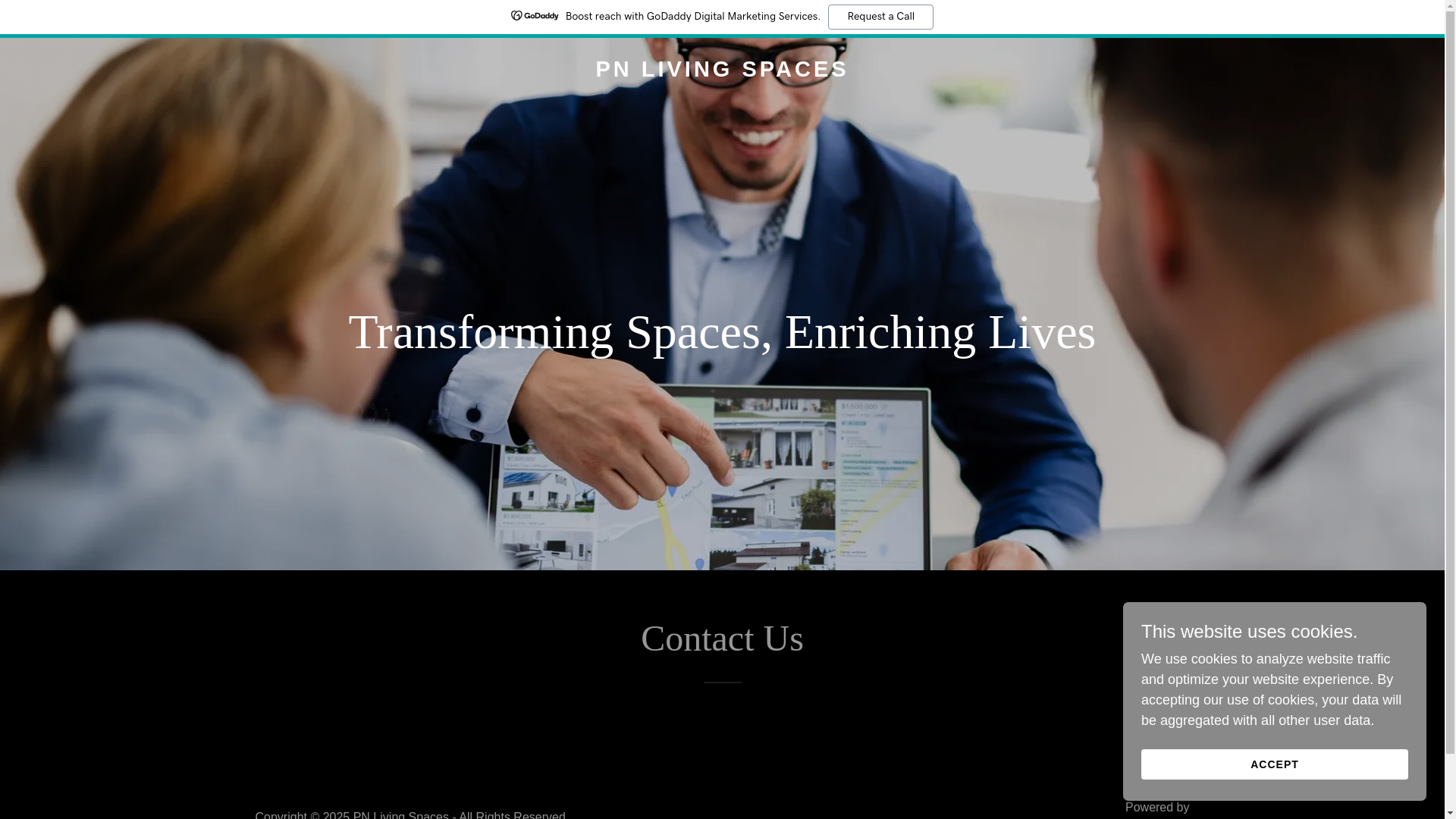 website screenshot of https://pnlivingspaces.in/