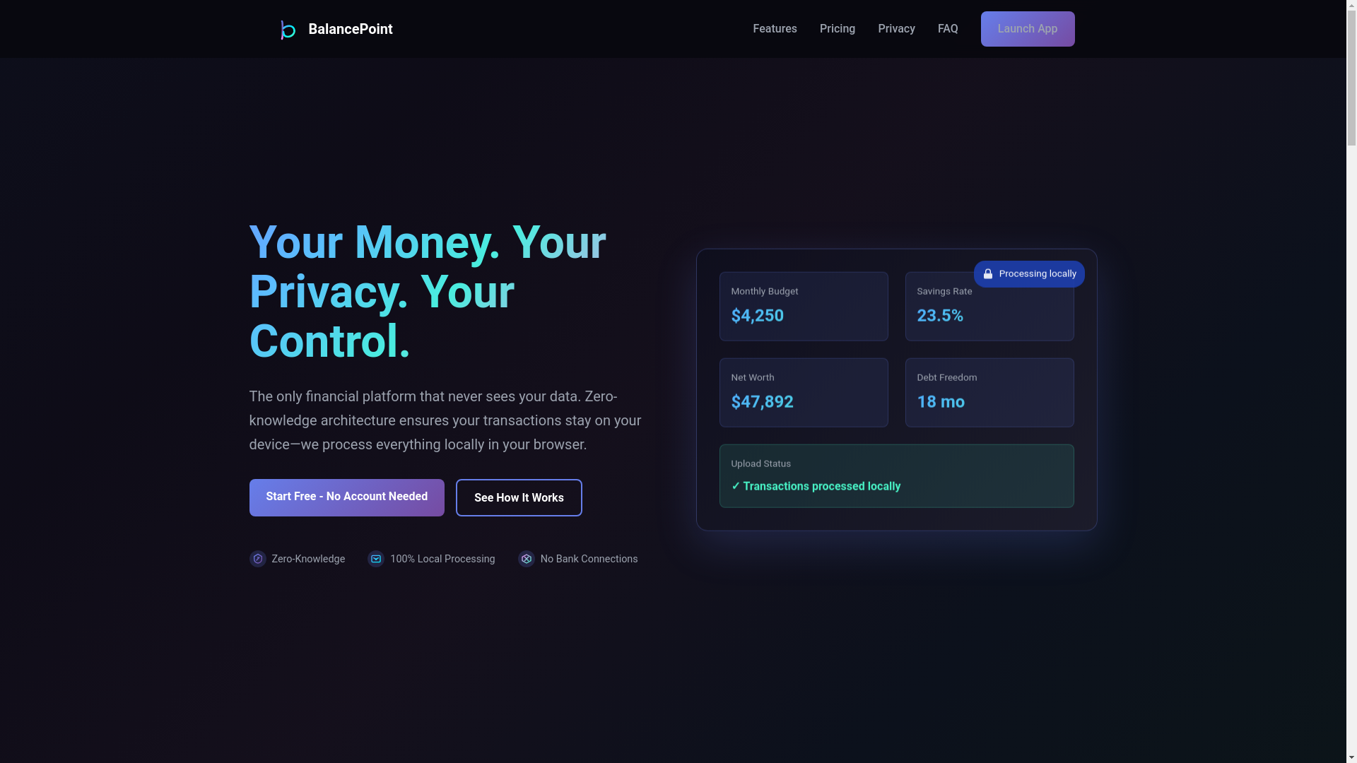 website screenshot of https://balancepoint.app/