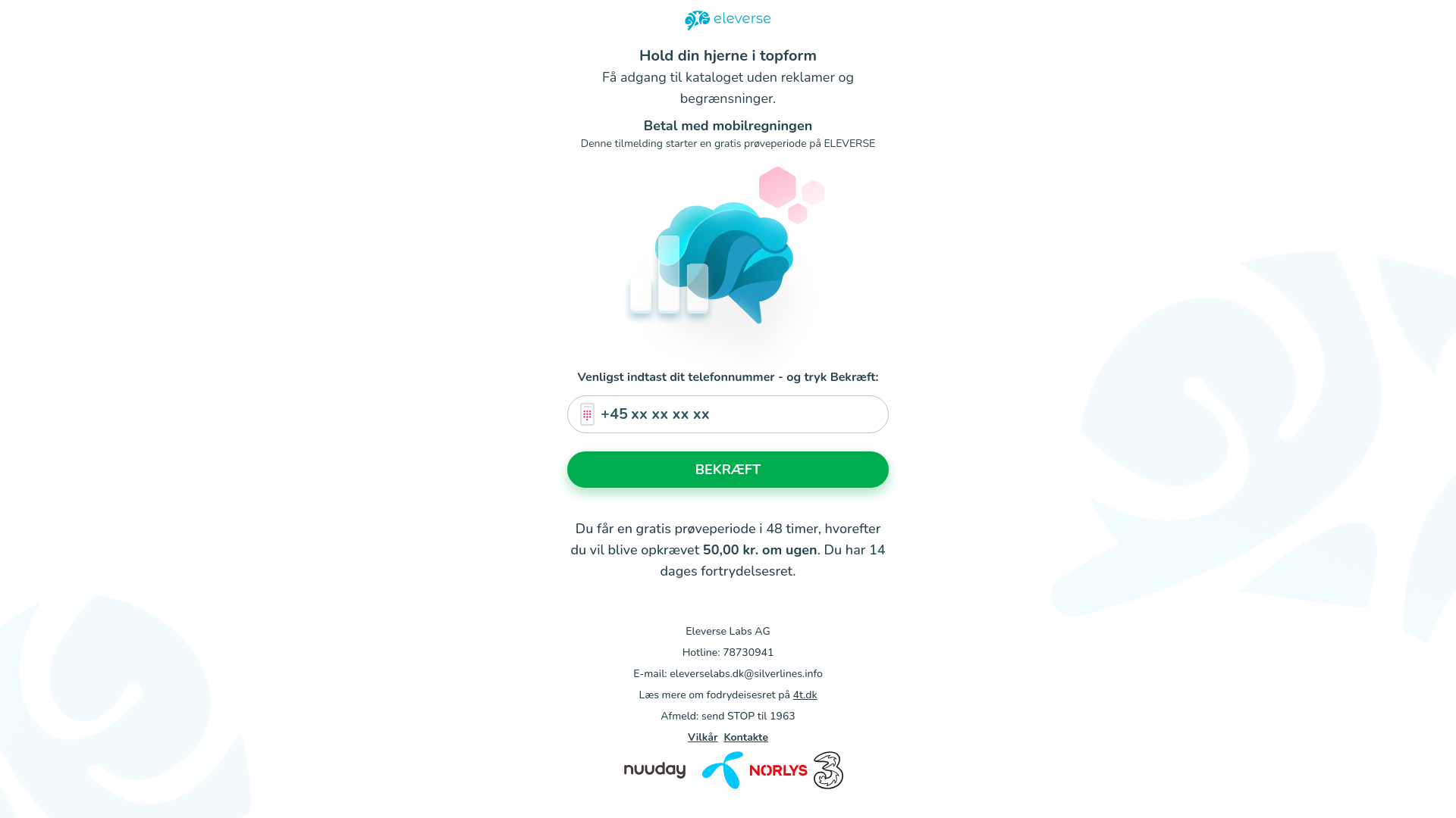 website screenshot of https://eleverse-dk.com/