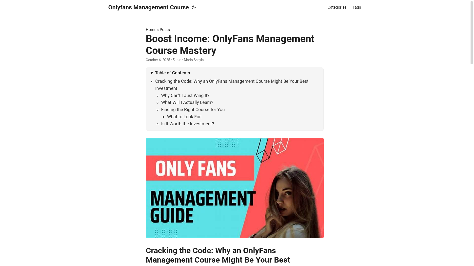 website screenshot of https://onlyfans-management-course.pages.dev/