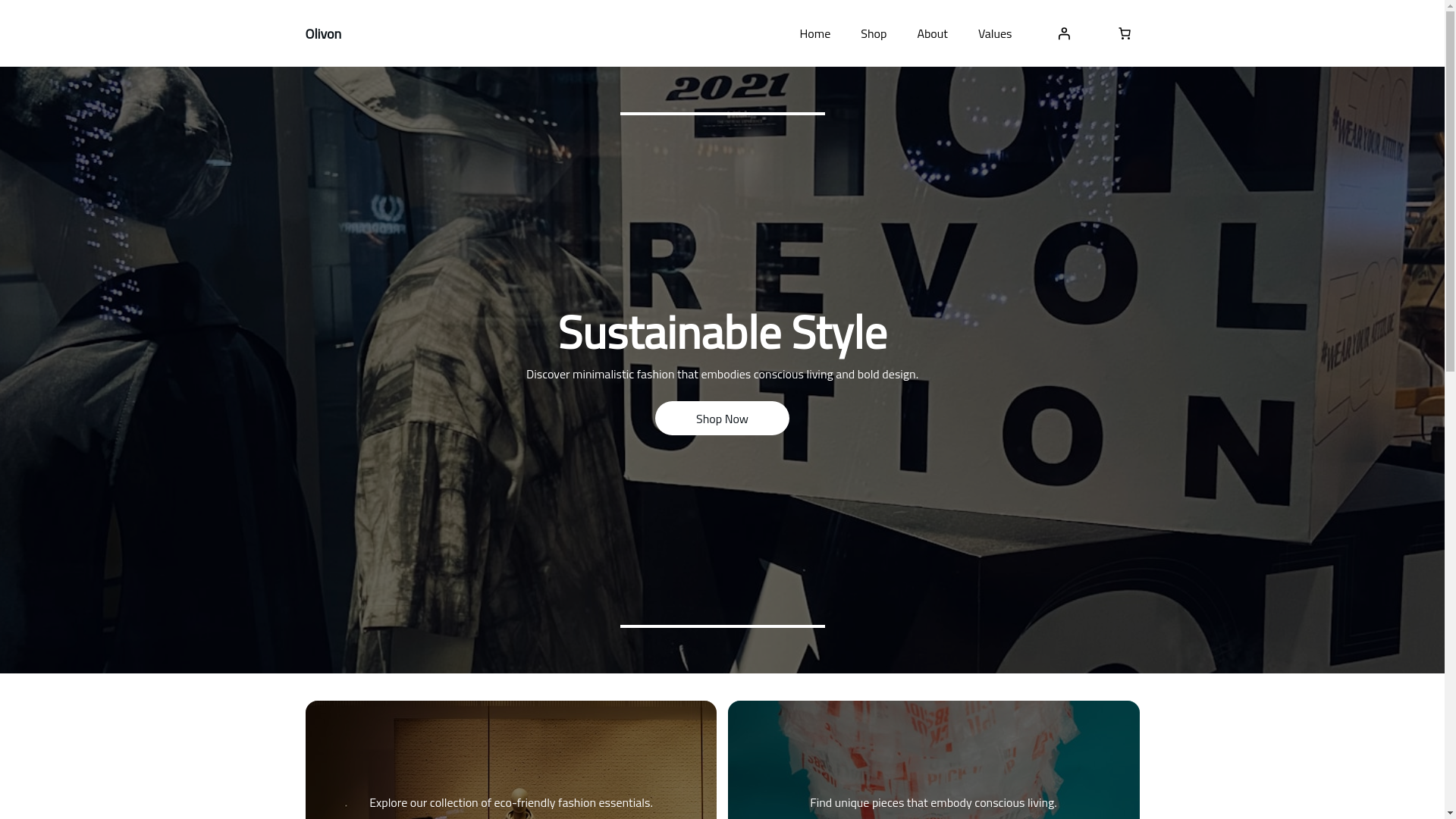 website screenshot of https://olivon.store/