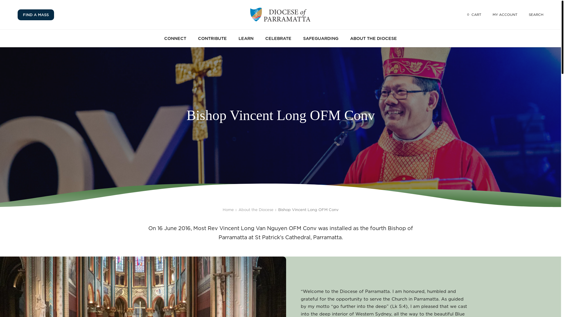 website screenshot of https://parracatholic.org/about/bishop/