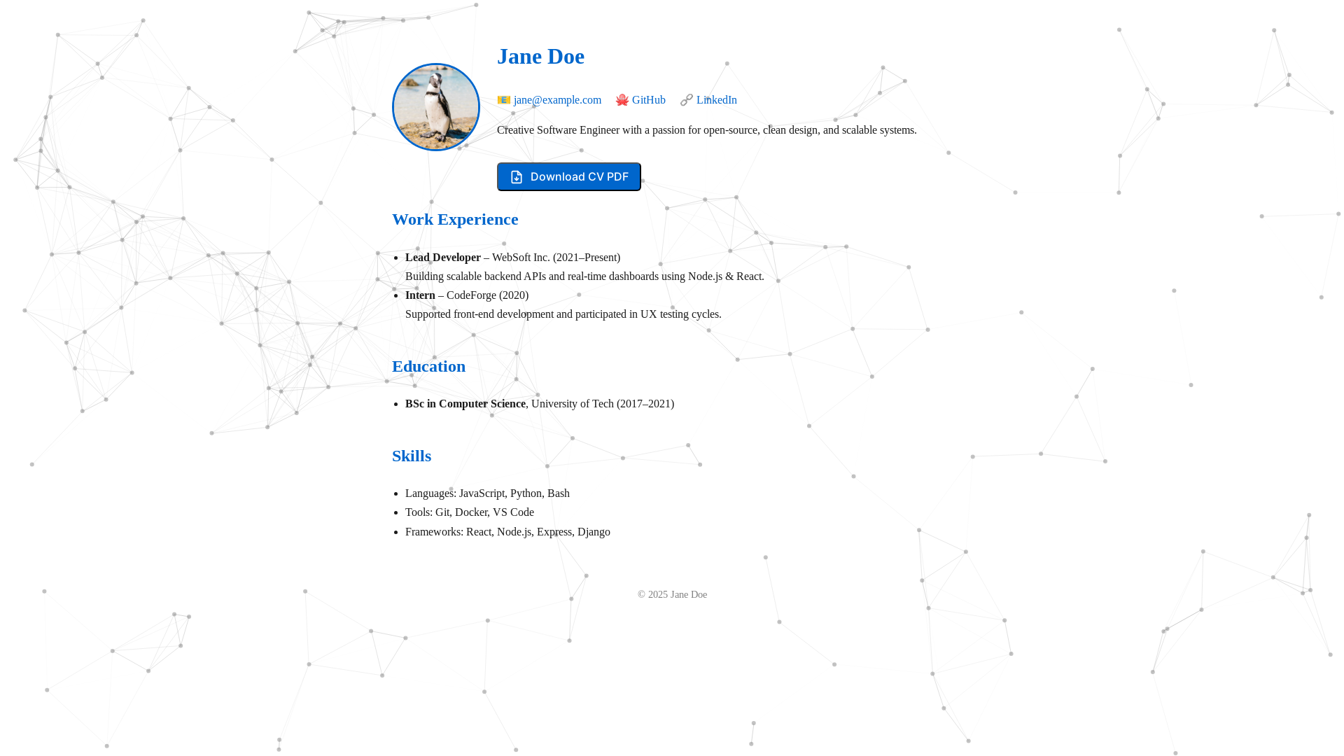 website screenshot of https://cv-site-17a.pages.dev/