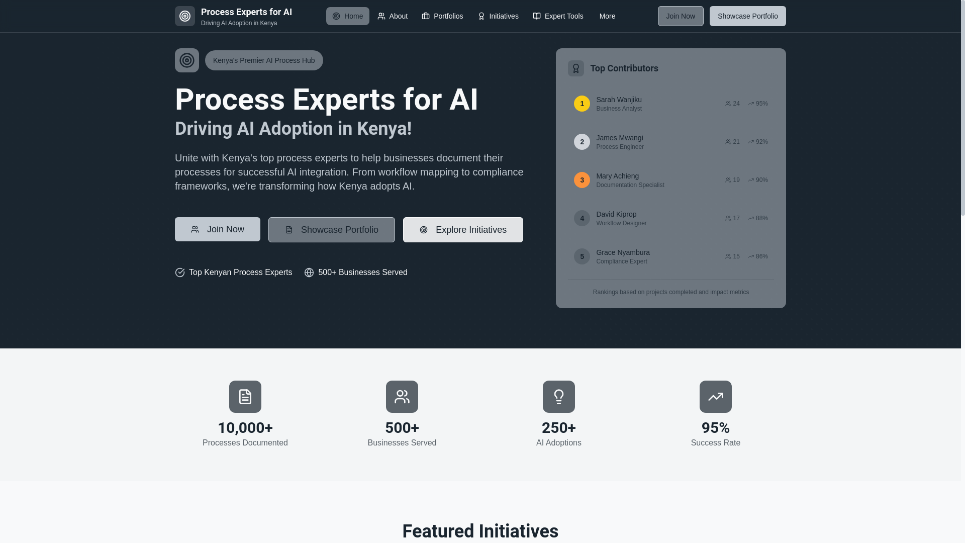 website screenshot of https://processexpertsforai.co.ke/