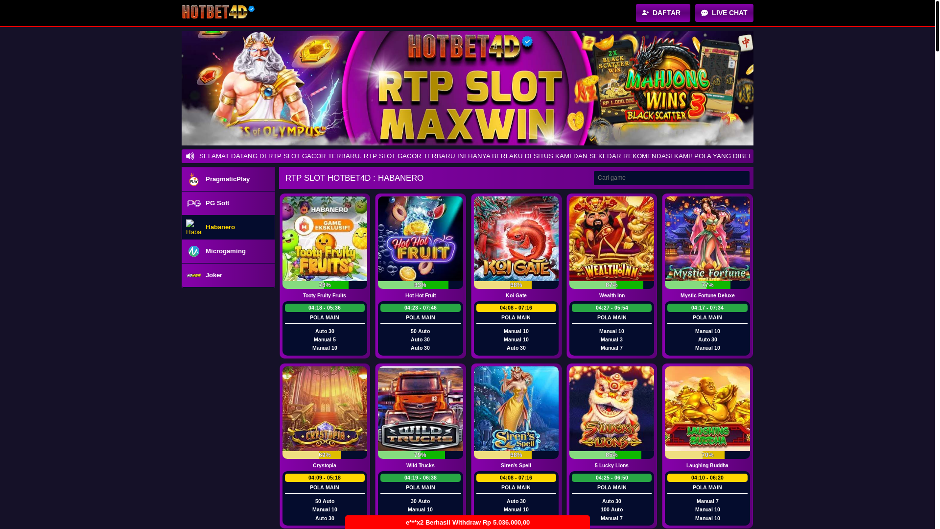 website screenshot of https://hotbet4d-rtp-slot-habanero.pages.dev/