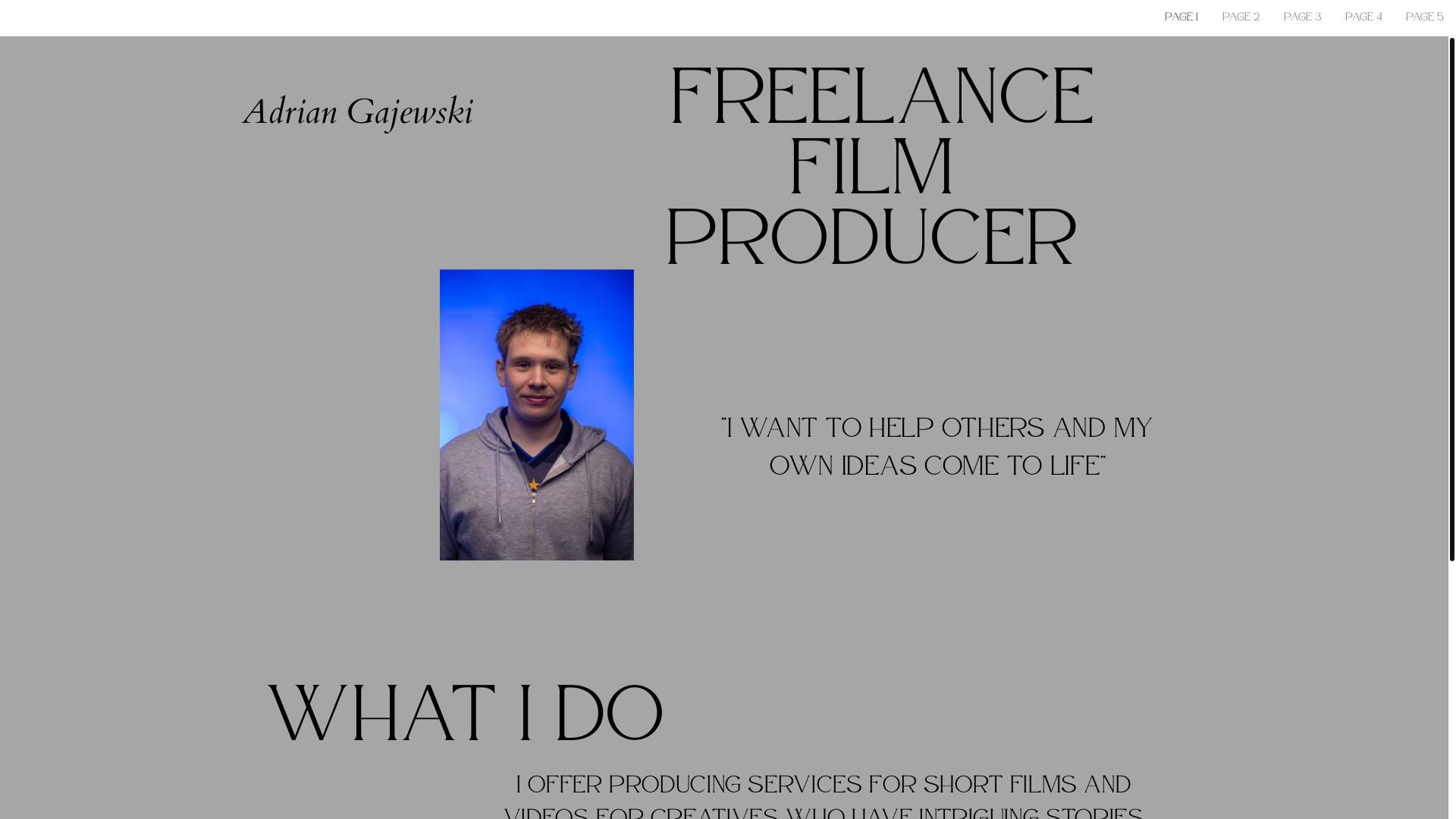 website screenshot of https://adrianmgproductions.com/