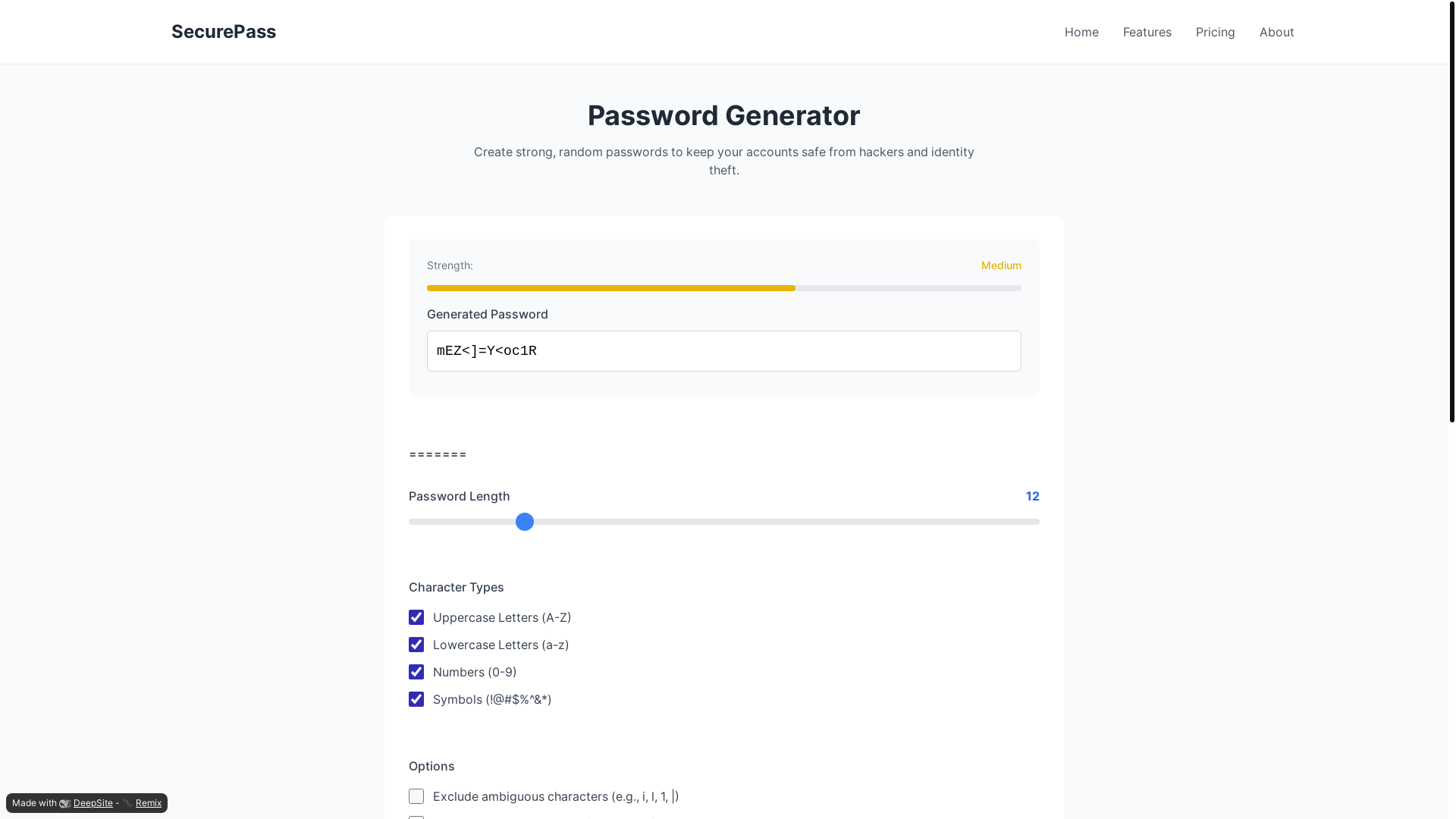 website screenshot of https://passwordmonkey.org/