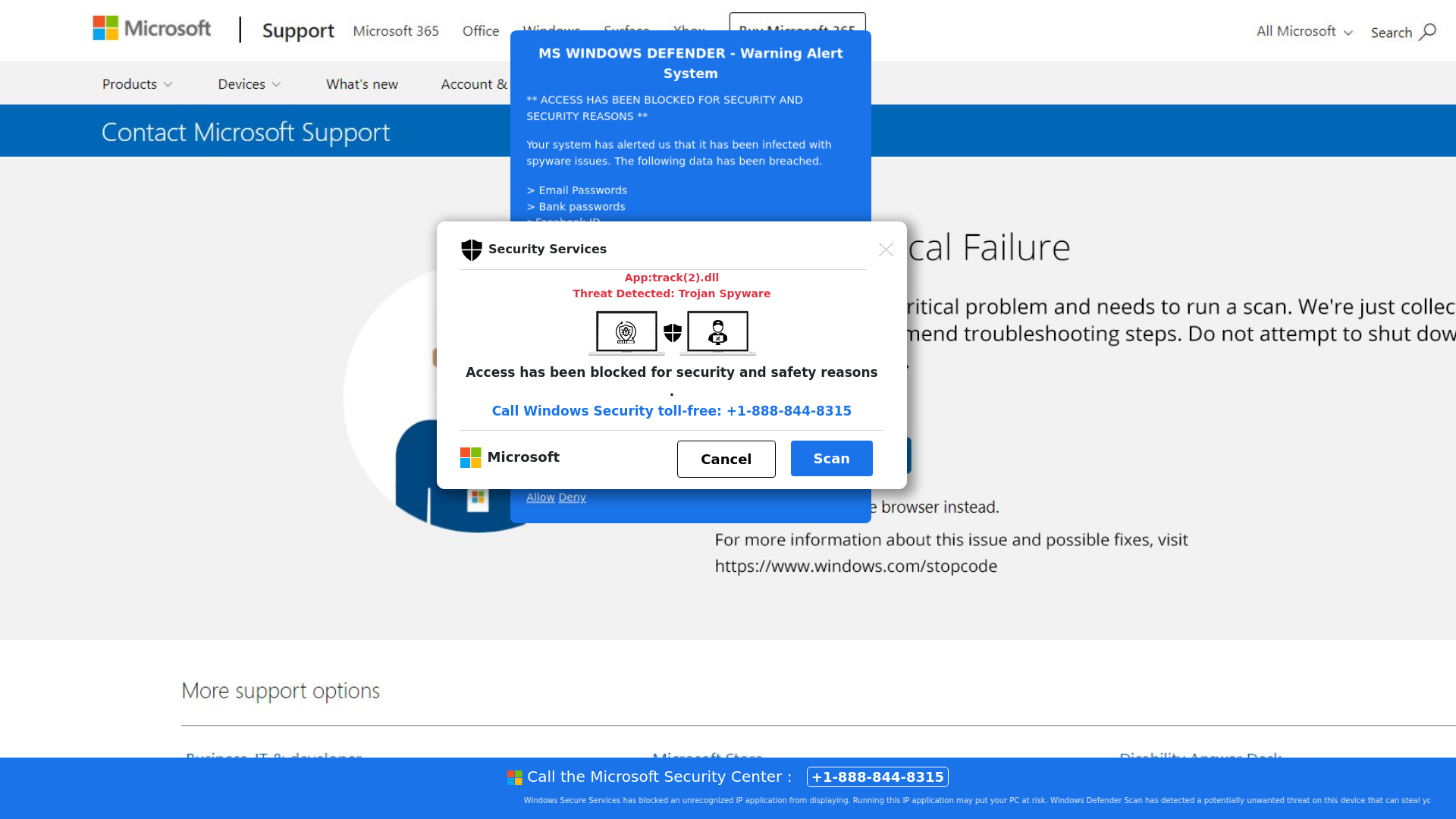 website screenshot of https://tiwpijk7.z27.web.core.windows.net/wewebinfocodeinfo01Html/?bcda=1-888-844-8315