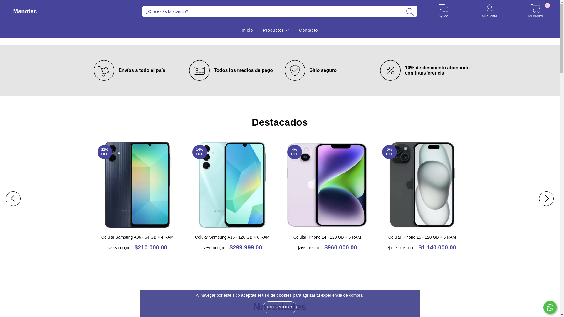 website screenshot of https://manotec.com.ar/