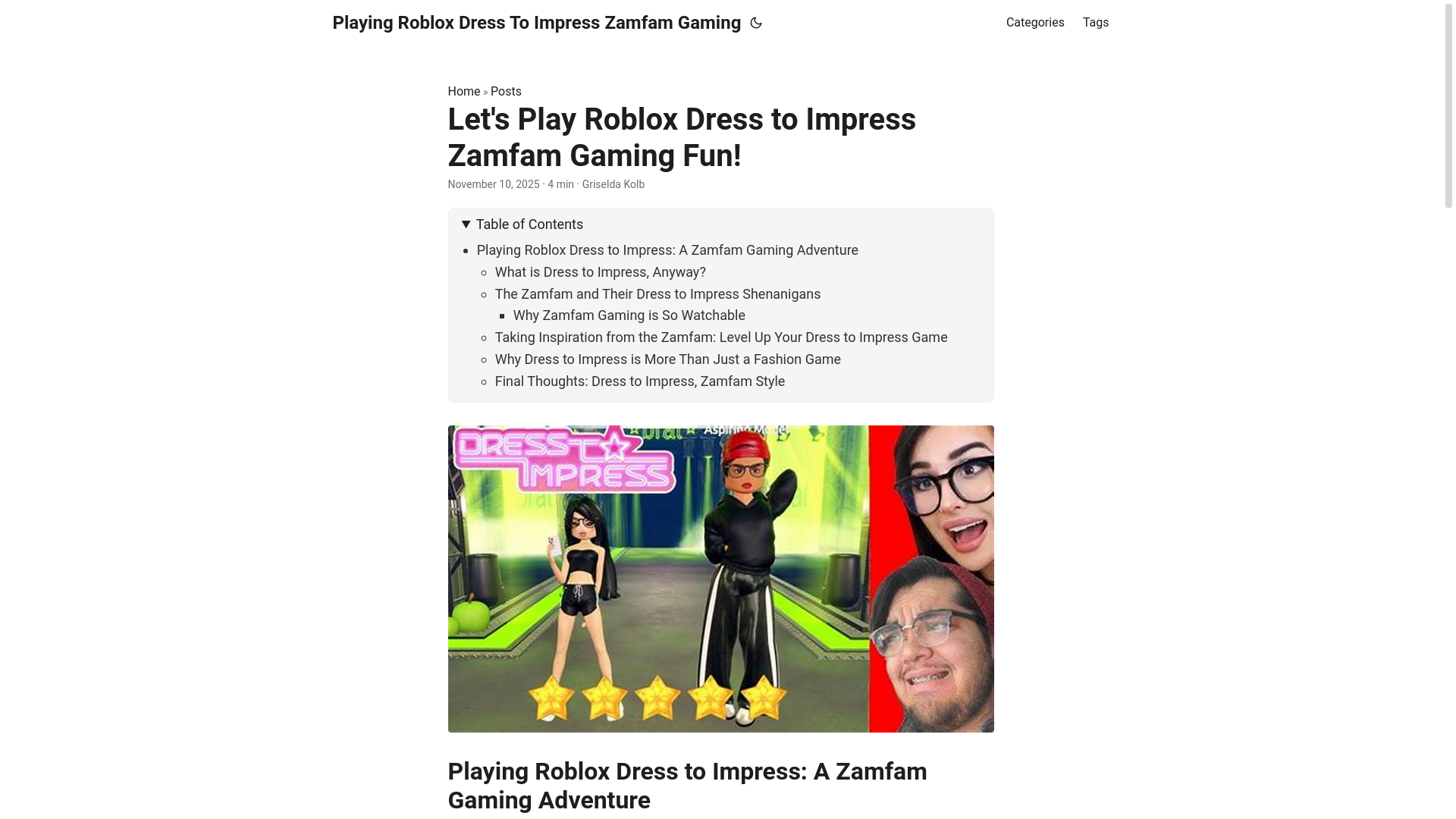 website screenshot of https://playing-roblox-dress-to-impress-zamfam-gaming.pages.dev/
