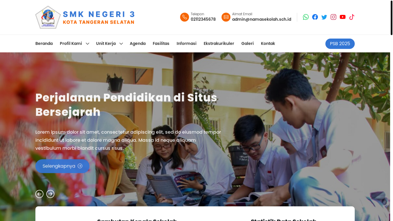 website screenshot of https://smkn3tangsel.sch.id/