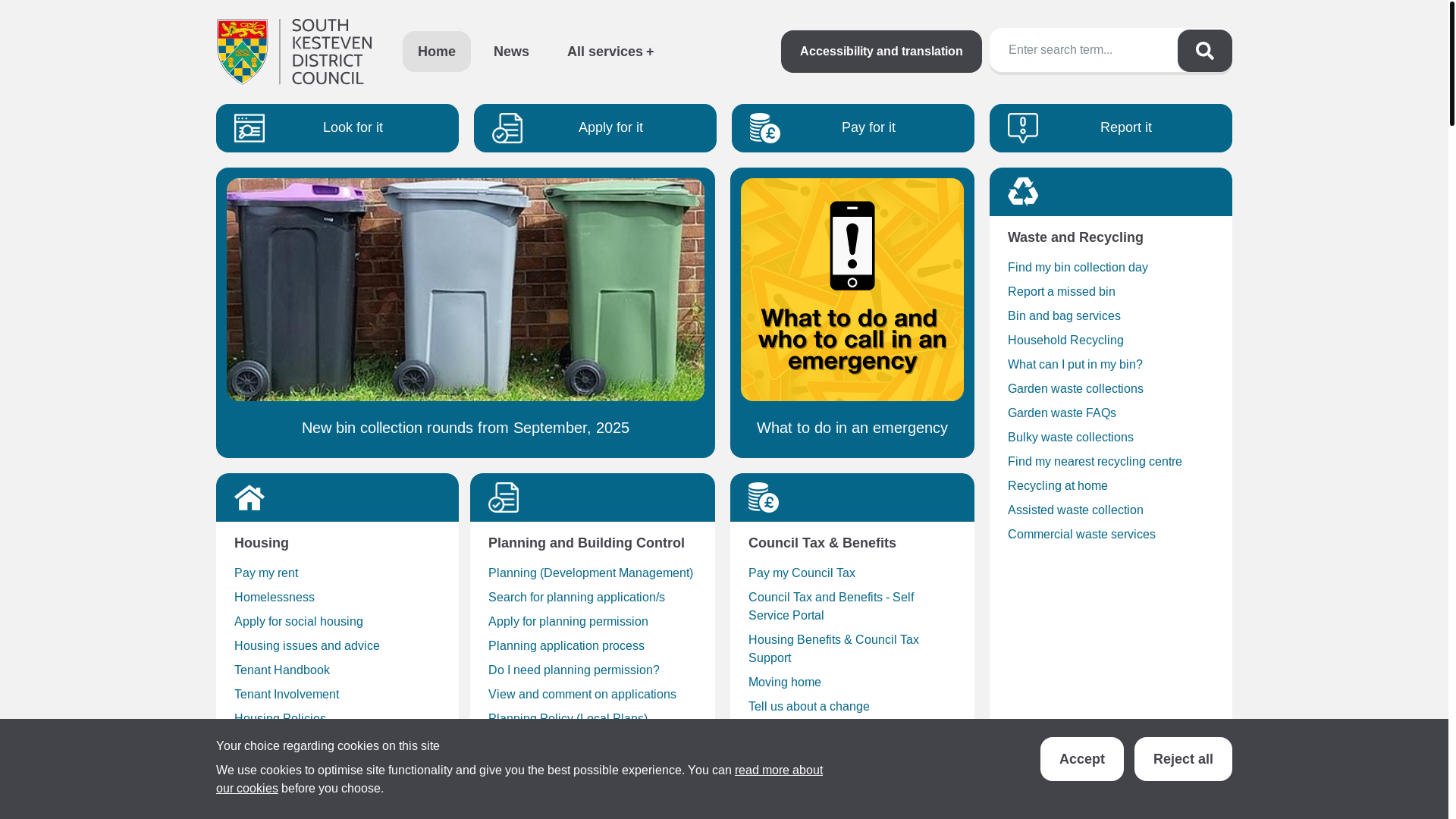 website screenshot of https://southkesteven.gov.uk/