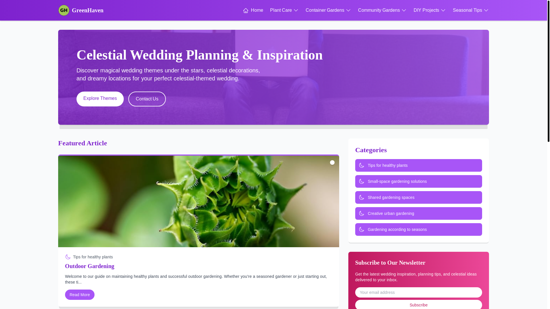 website screenshot of https://horticulturehaven.xyz/