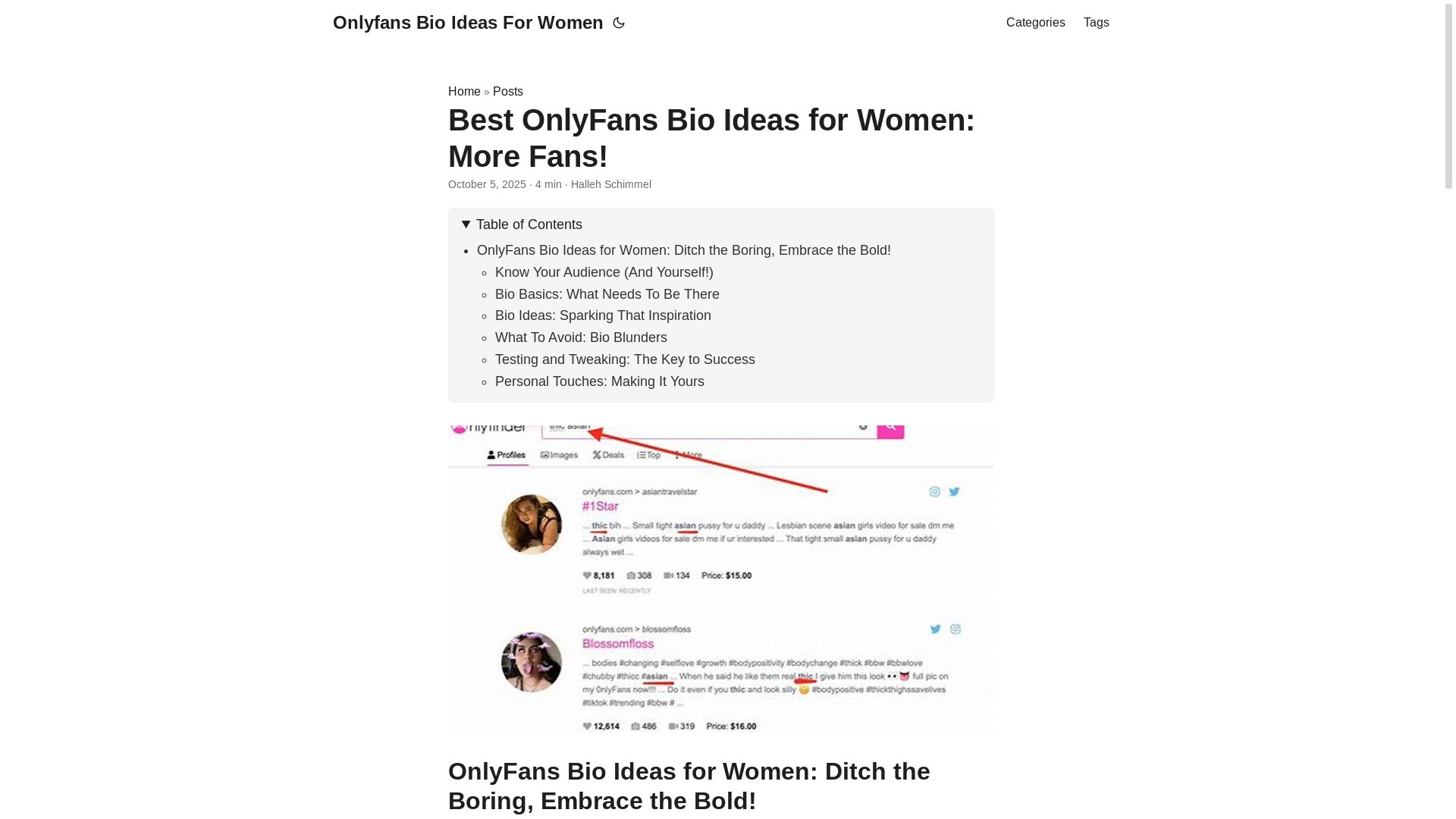 website screenshot of https://onlyfans-bio-ideas-for-women.pages.dev/