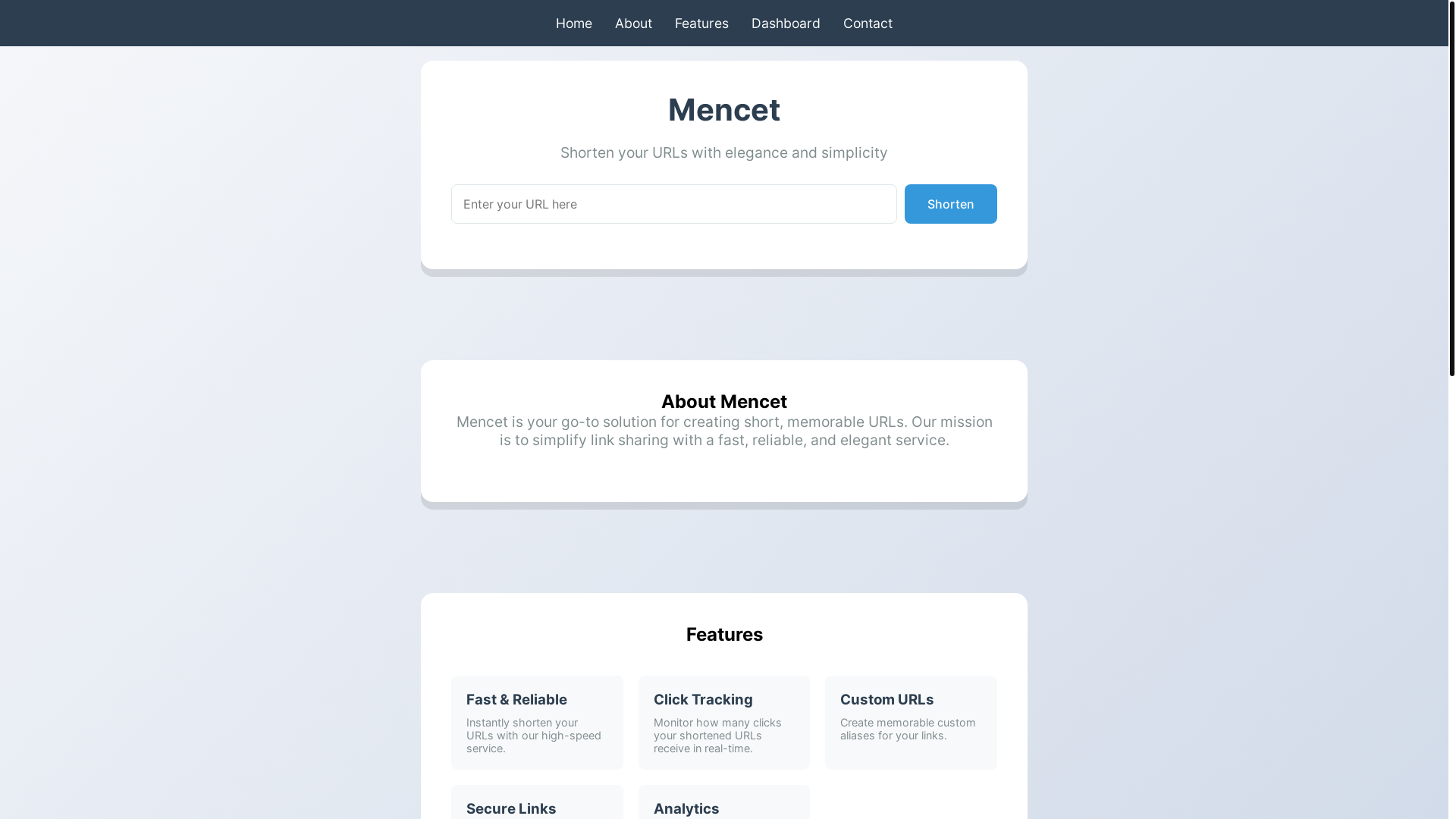 website screenshot of https://mencet.link/