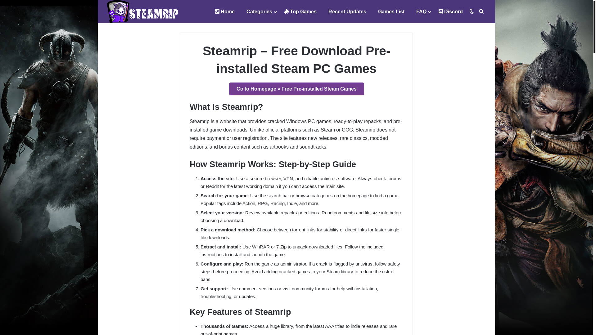 website screenshot of https://steamrip-sbs.pages.dev/