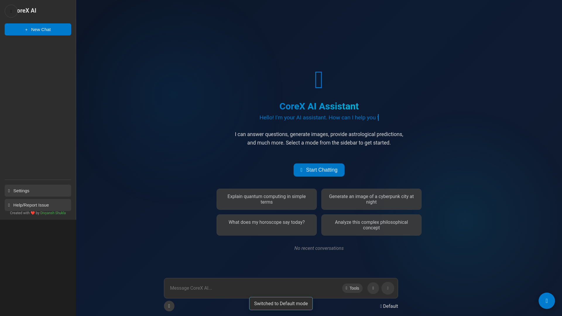 website screenshot of https://corexai.pages.dev/
