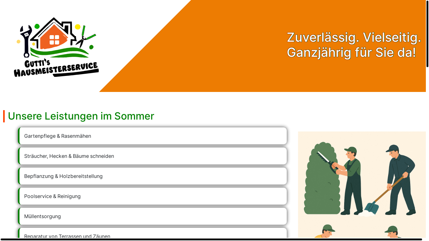website screenshot of https://guttis-hausmeisterservice.at/