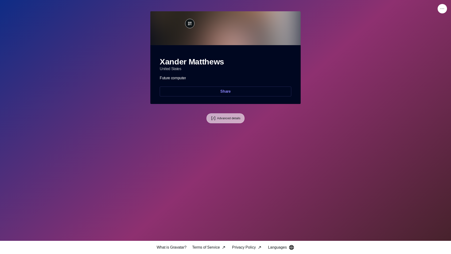 website screenshot of https://xandermatthews.link/