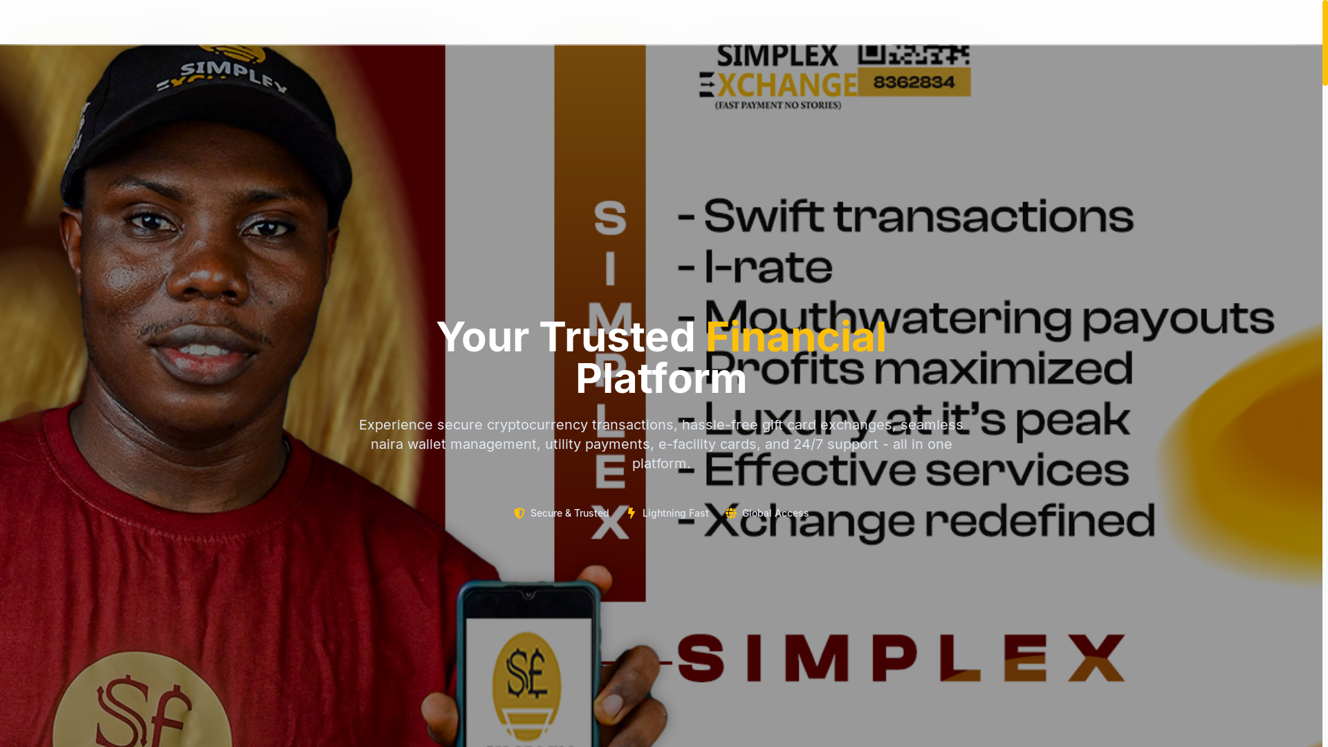 website screenshot of https://simplex-exchange.com/