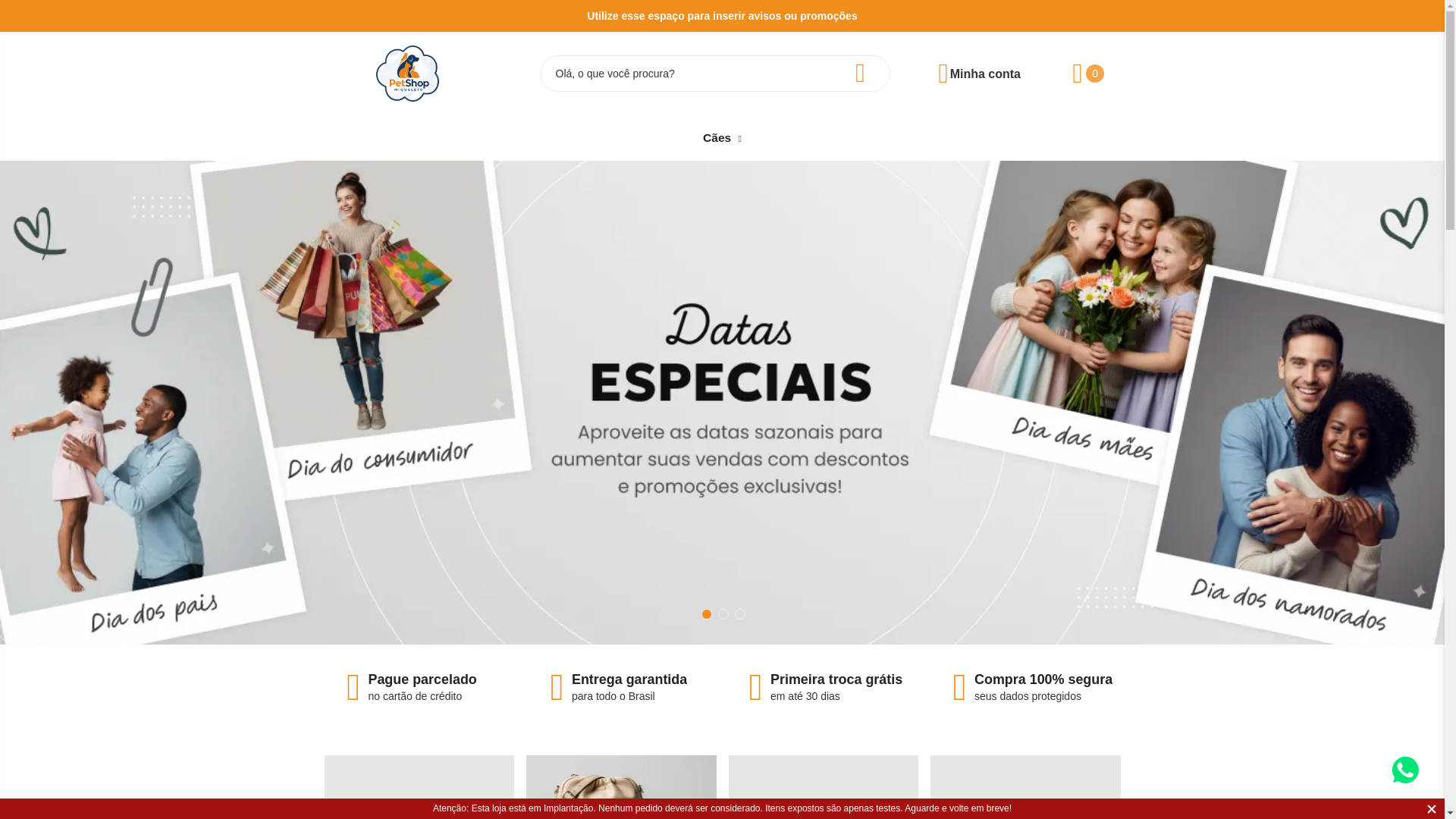 website screenshot of https://petshopmiqueleto.com.br/