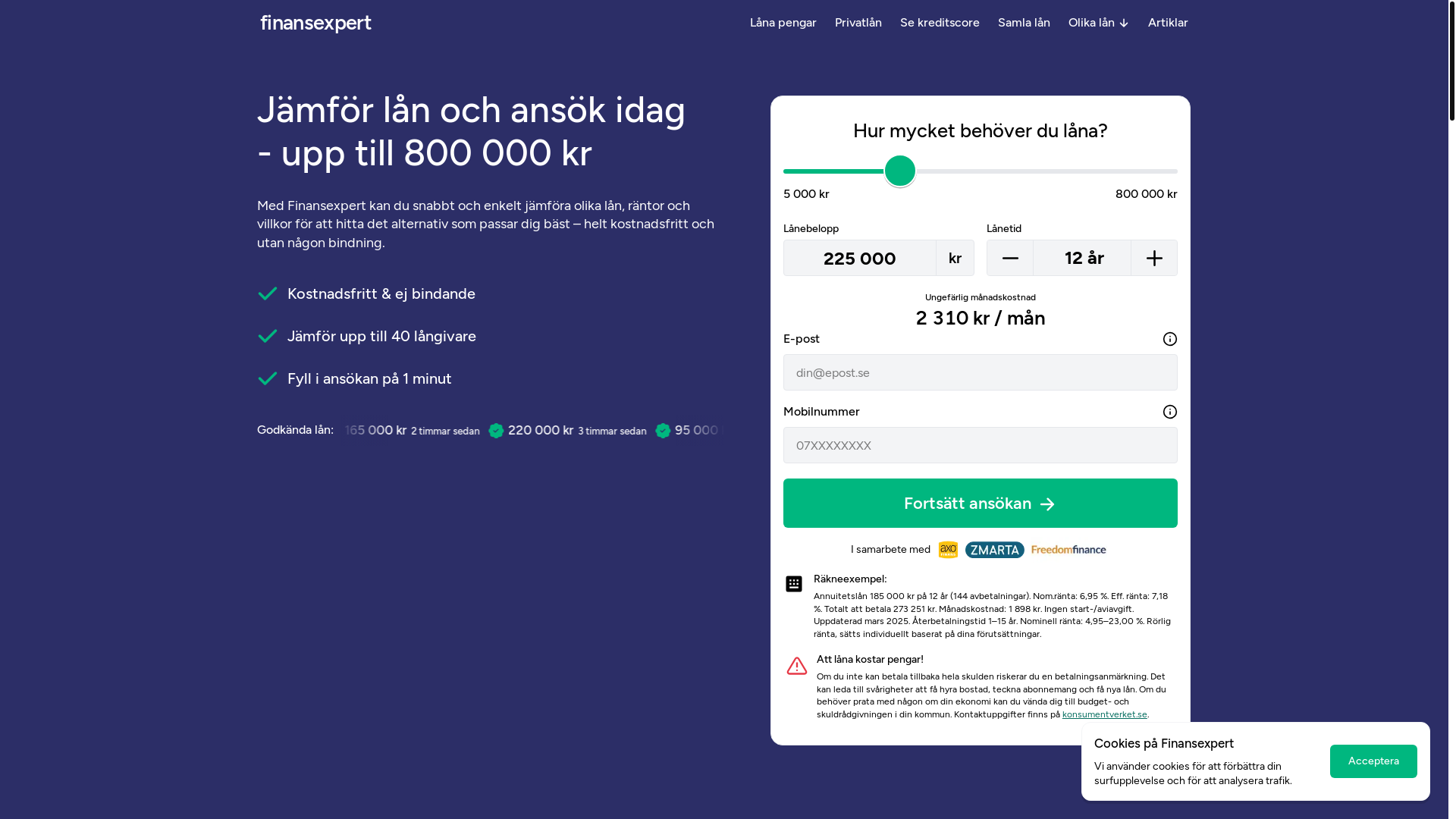 website screenshot of https://kreditscore.nu/
