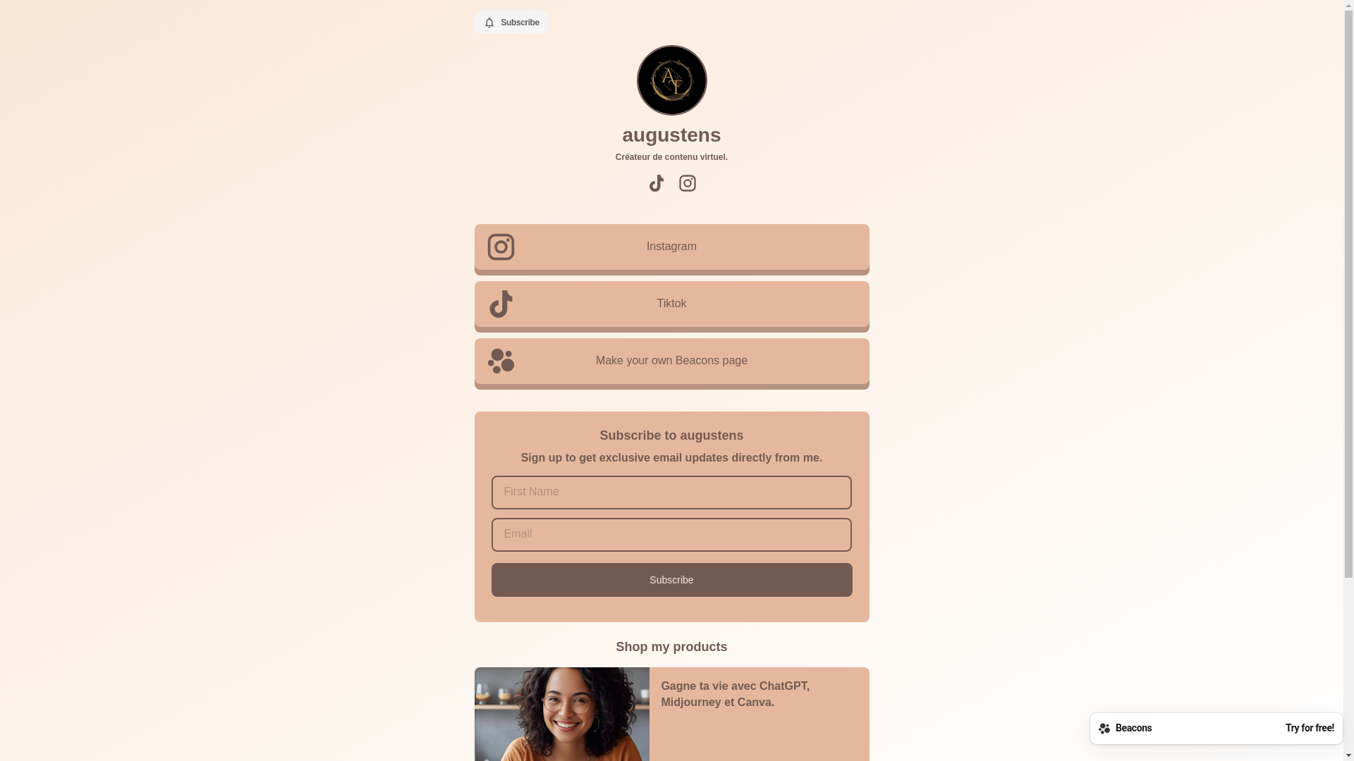 website screenshot of https://augustens.com/