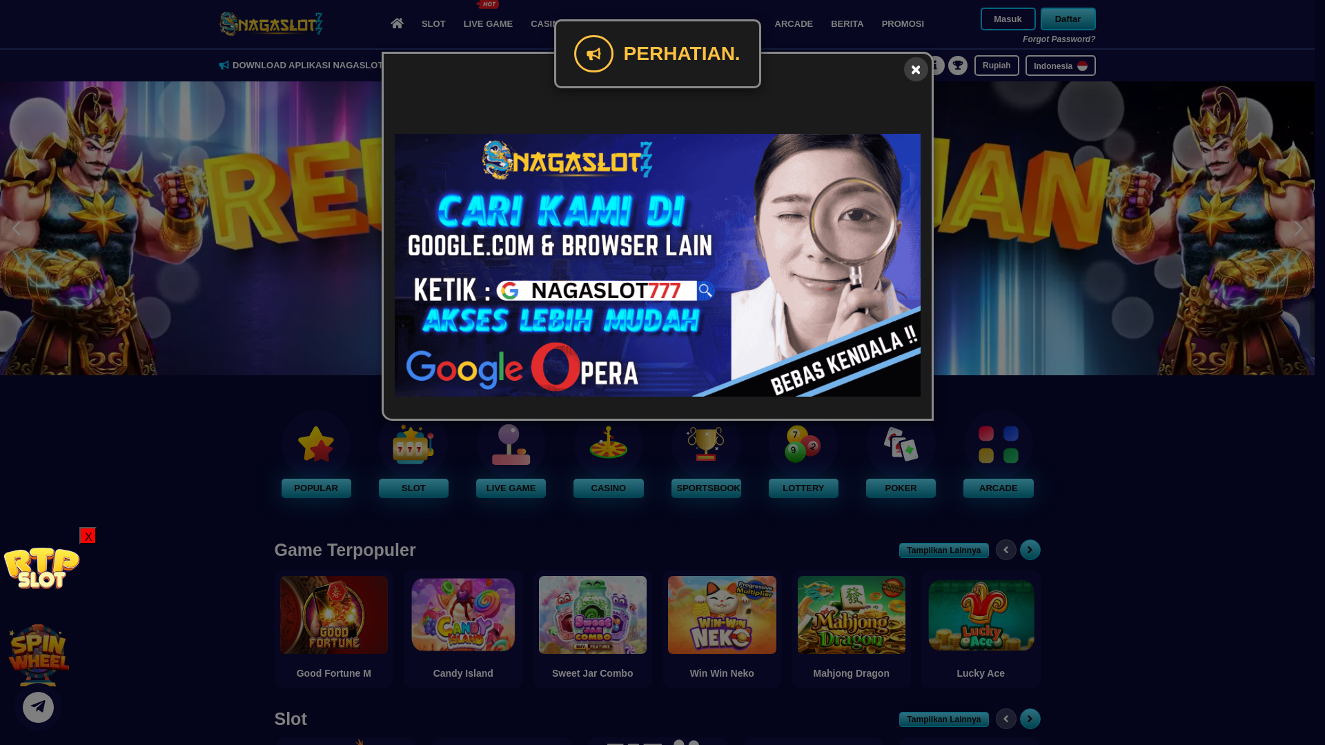 website screenshot of https://nagaslot777ads77.top/